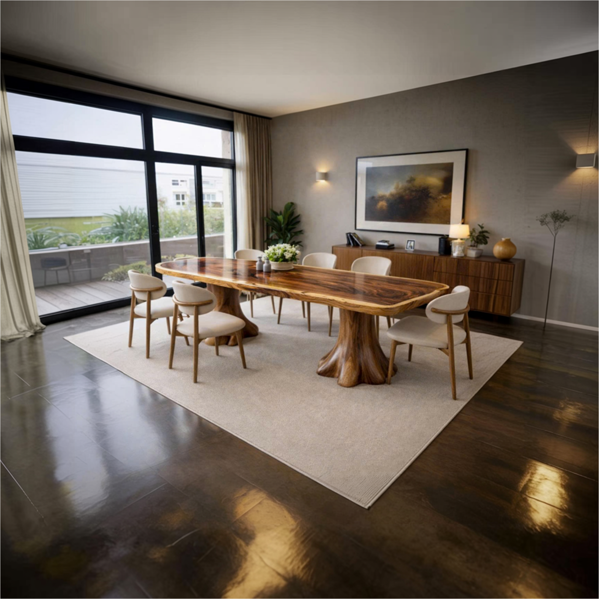 Rustic Dining Table For Dining Room And Open Interior SINLKIDT158