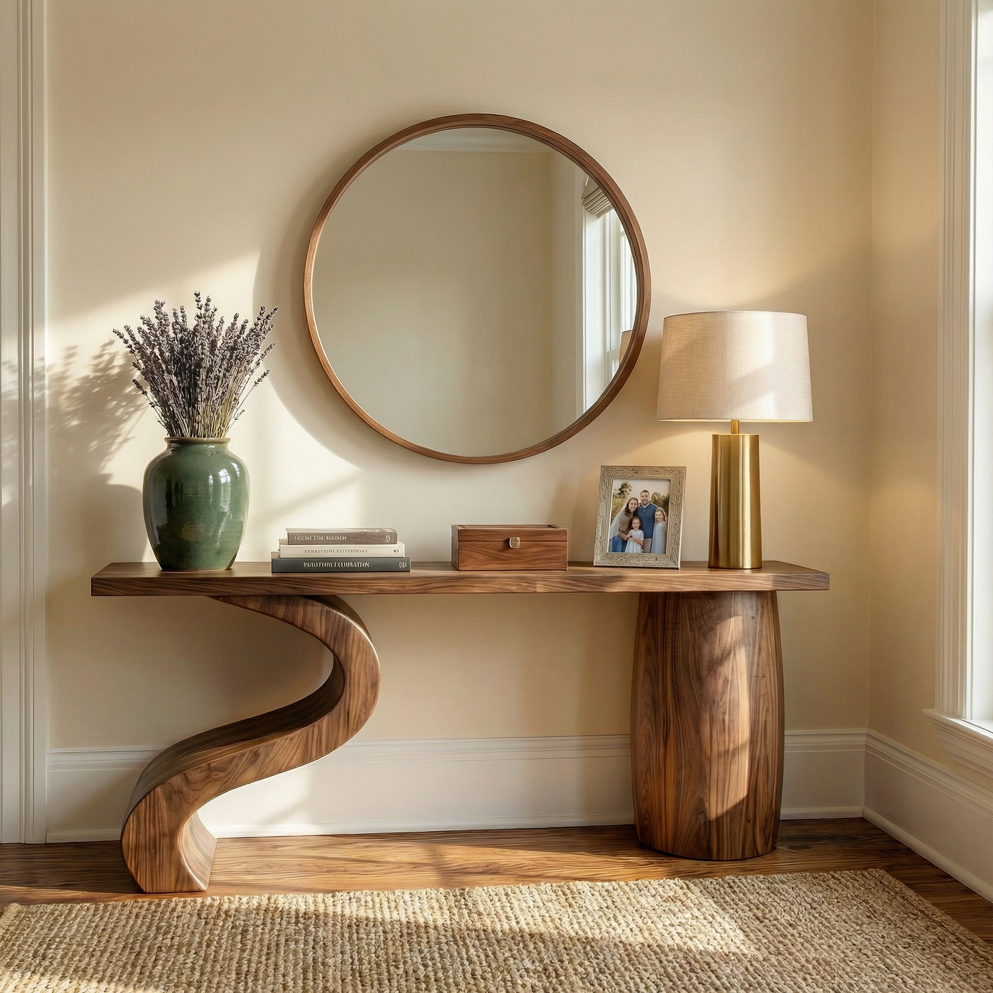 Contemporary Wave Base Console Table Entryway Hallway Living Room SINLKICS492