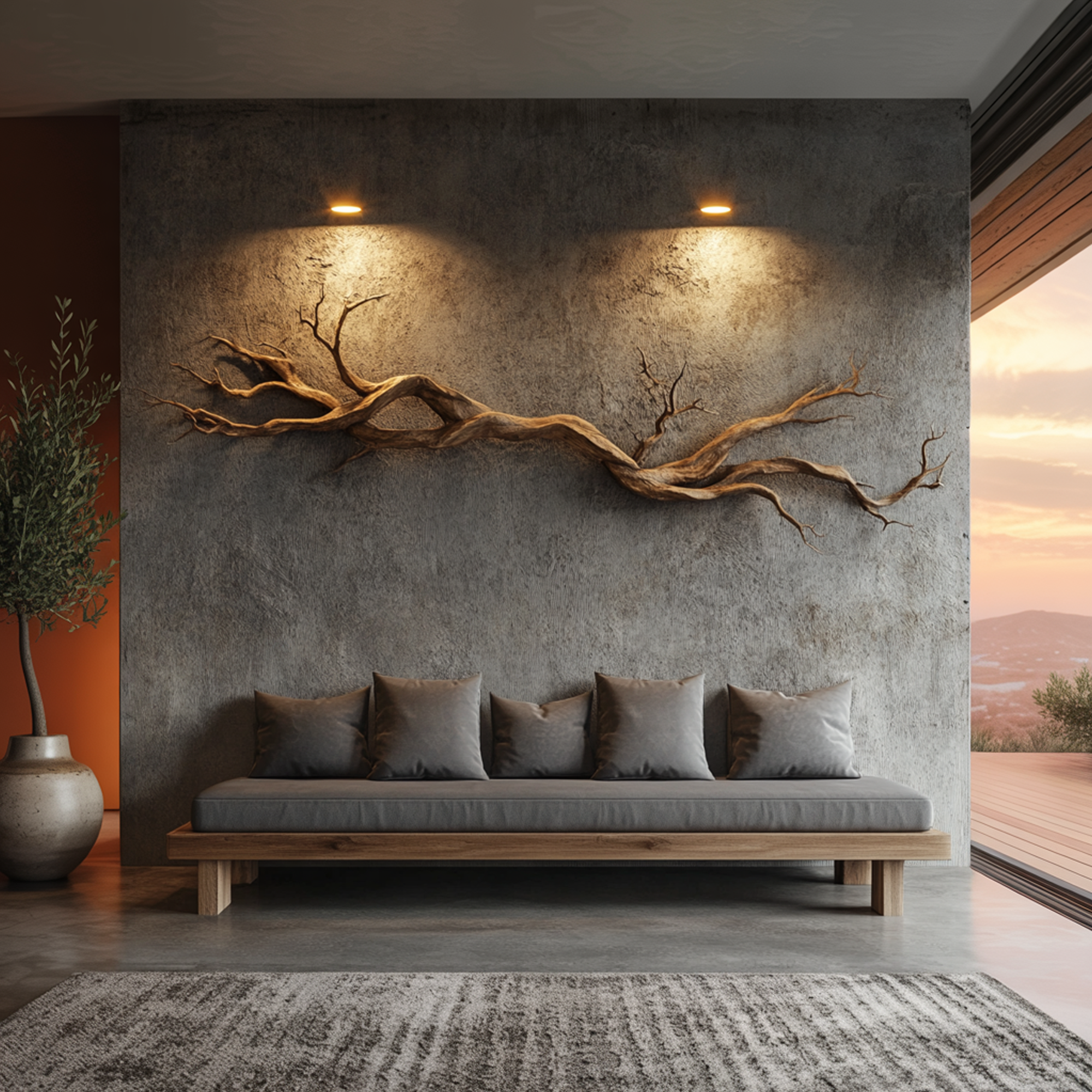 Natural Vine Carved Solid Wood Wall Sculpture Modern Decor SINLKIWD028