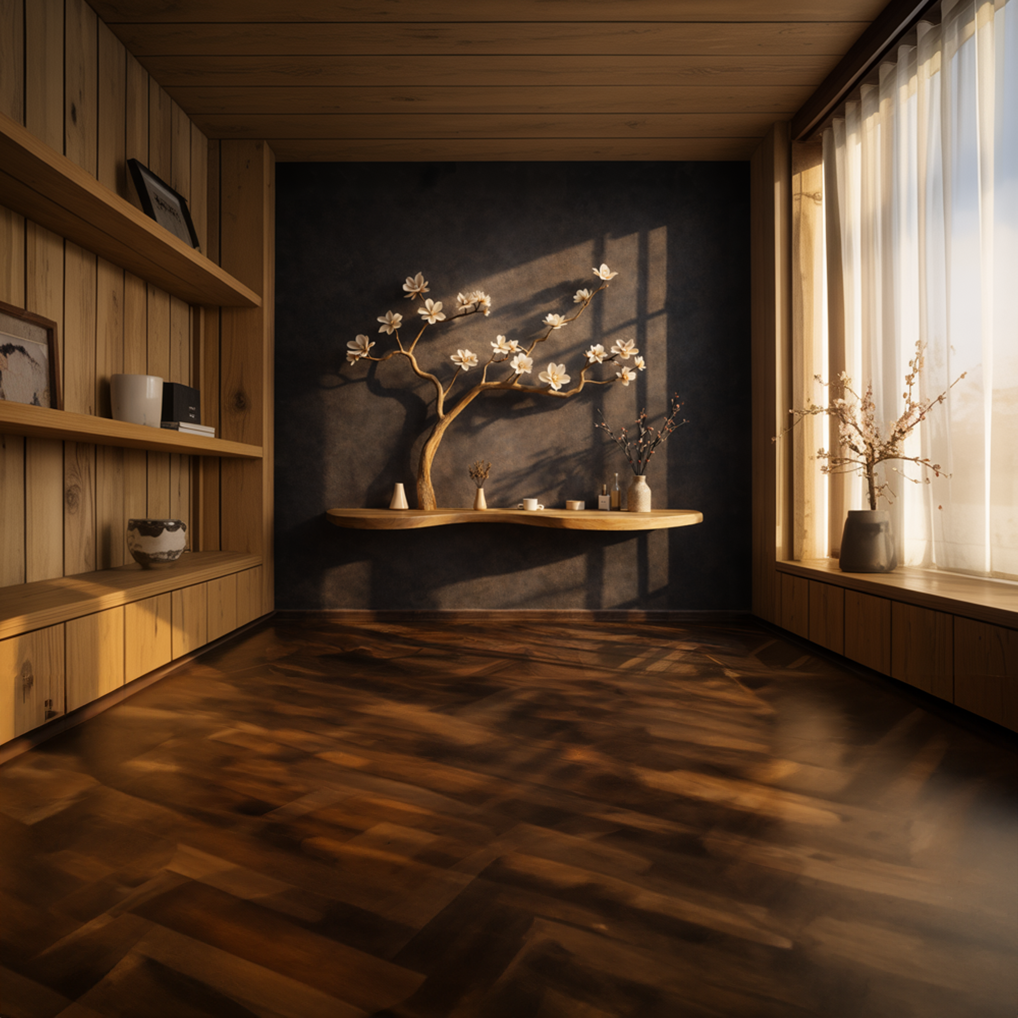 Rustic Natural Wood Tree Bookshelf Artistic Wall Shelf For Bedroom SINLKIFL248