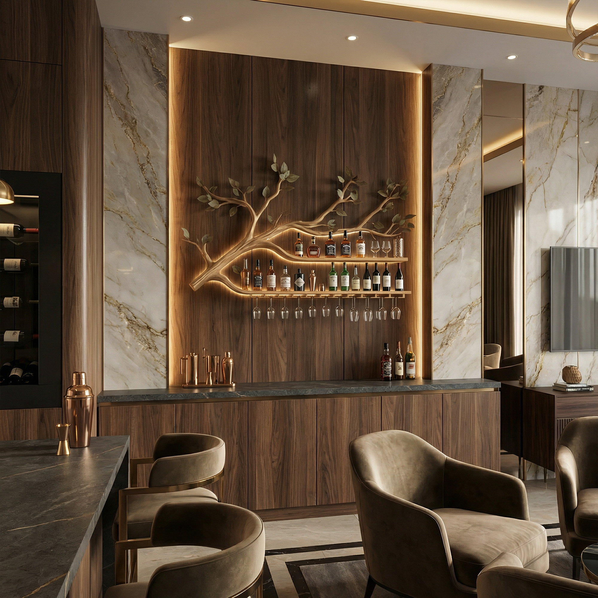 Farmhouse Wooden Wine Rack Wall Mounted Shelf For Kitchen Dining Room Home Bar SINLKIWR010