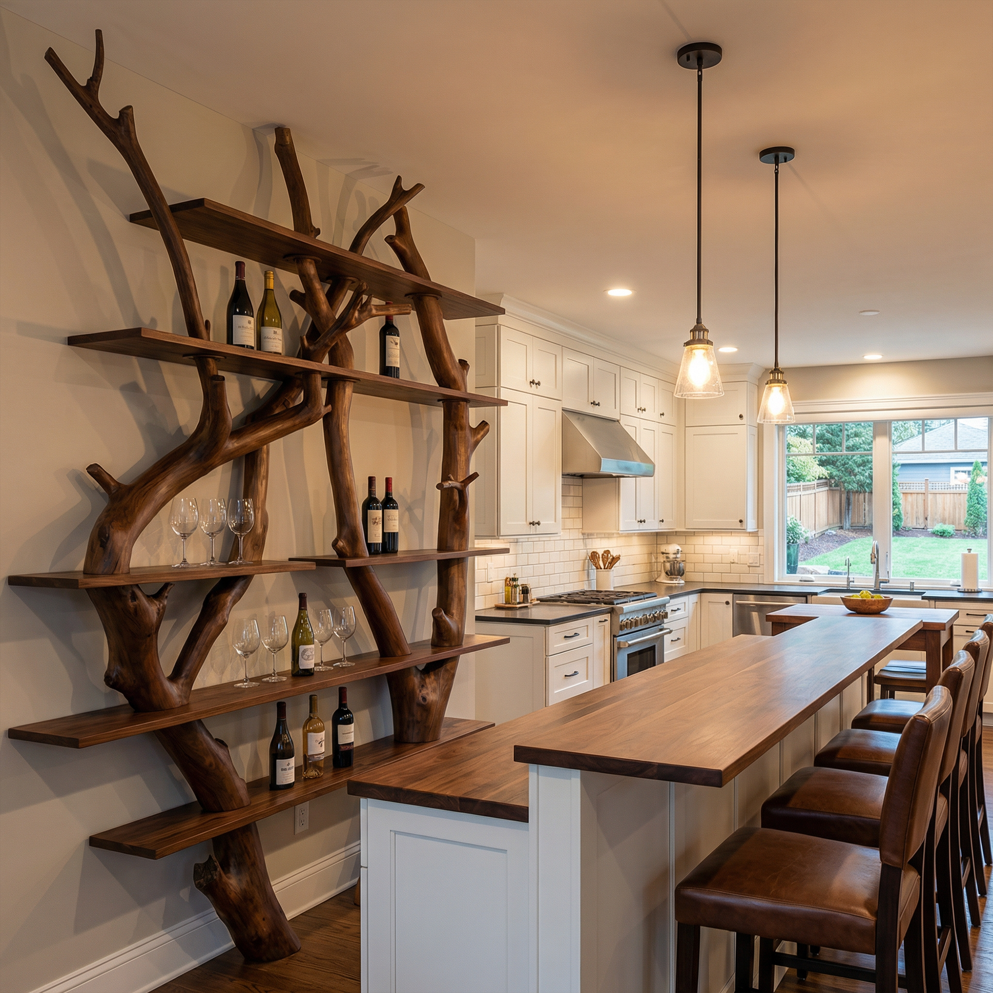Contemporary Wooden Wine Rack Wall Shelf For Kitchen Dining Room Home Bar SINLKIWR006