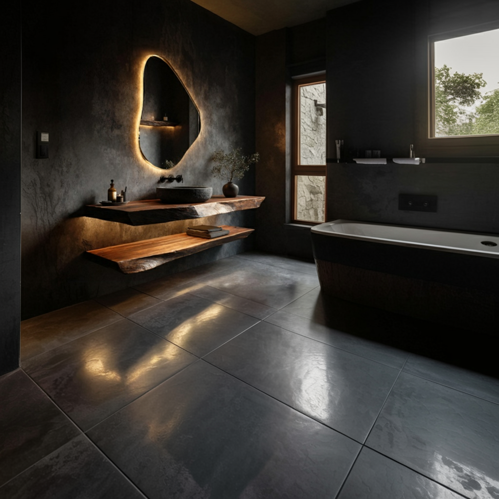 Organic Modern Bathroom Vanity Wall Mounted Wood Shelf SINLKIBRV249