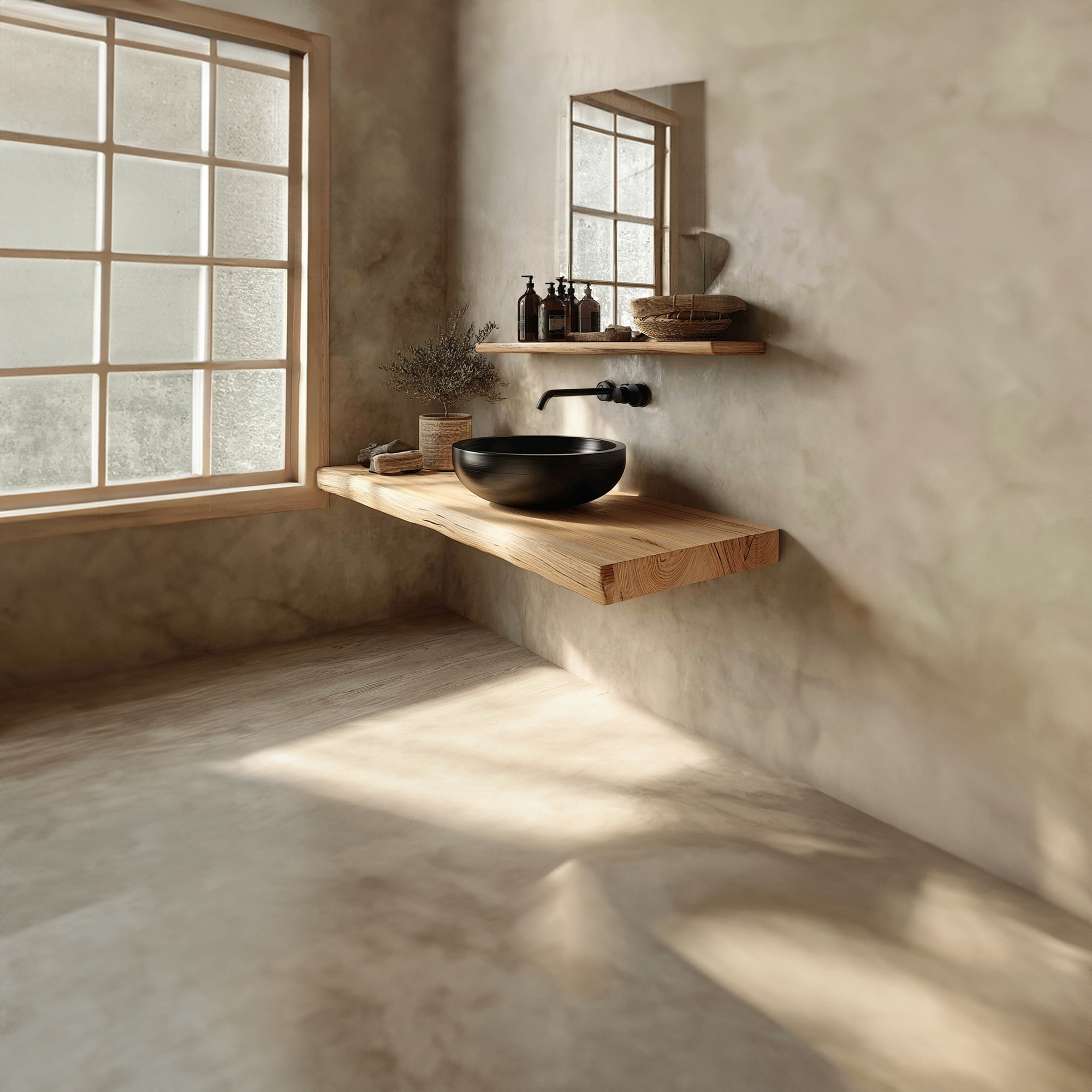 Midcentury Floating Shelf Natural Edge Vanity Wash Room SINLKIBRV162