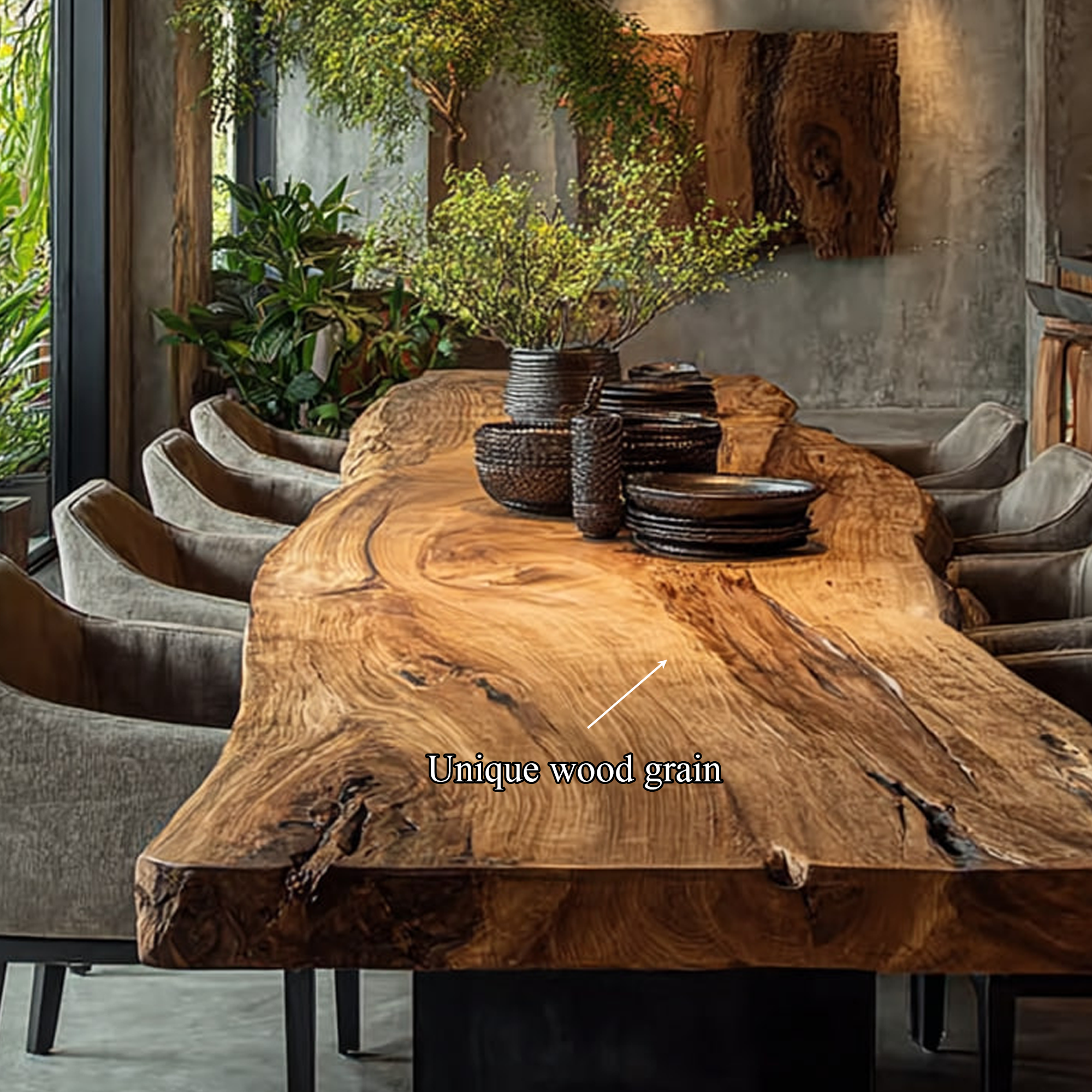 Rustic Live Edge Dining Table Modern Kitchen SINLKIDT080