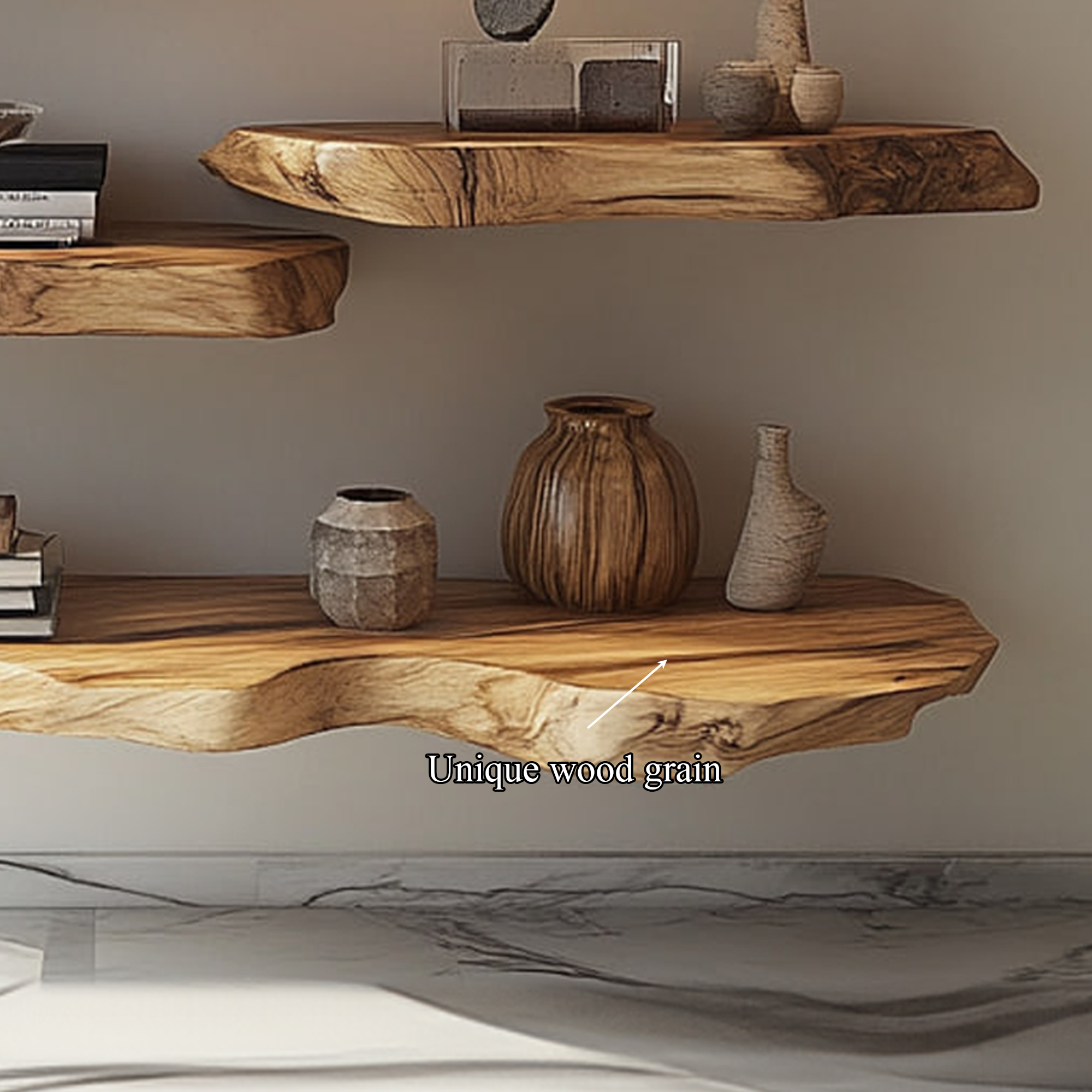 Rustic Live Edge Floating Display Shelf Living Room Or Study Room SINLKIFL262