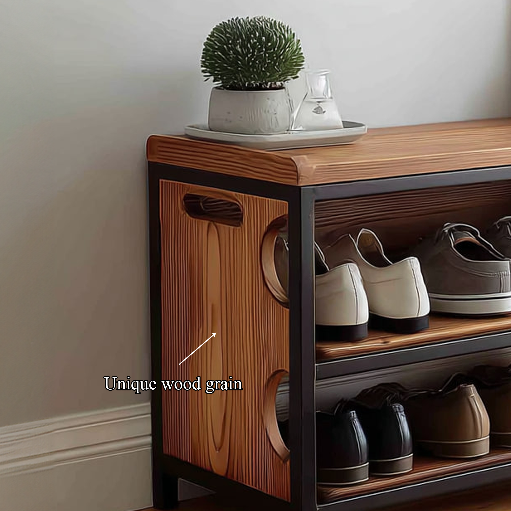 Midcentury Modern Shoe Bench Entryway SINLKISB042