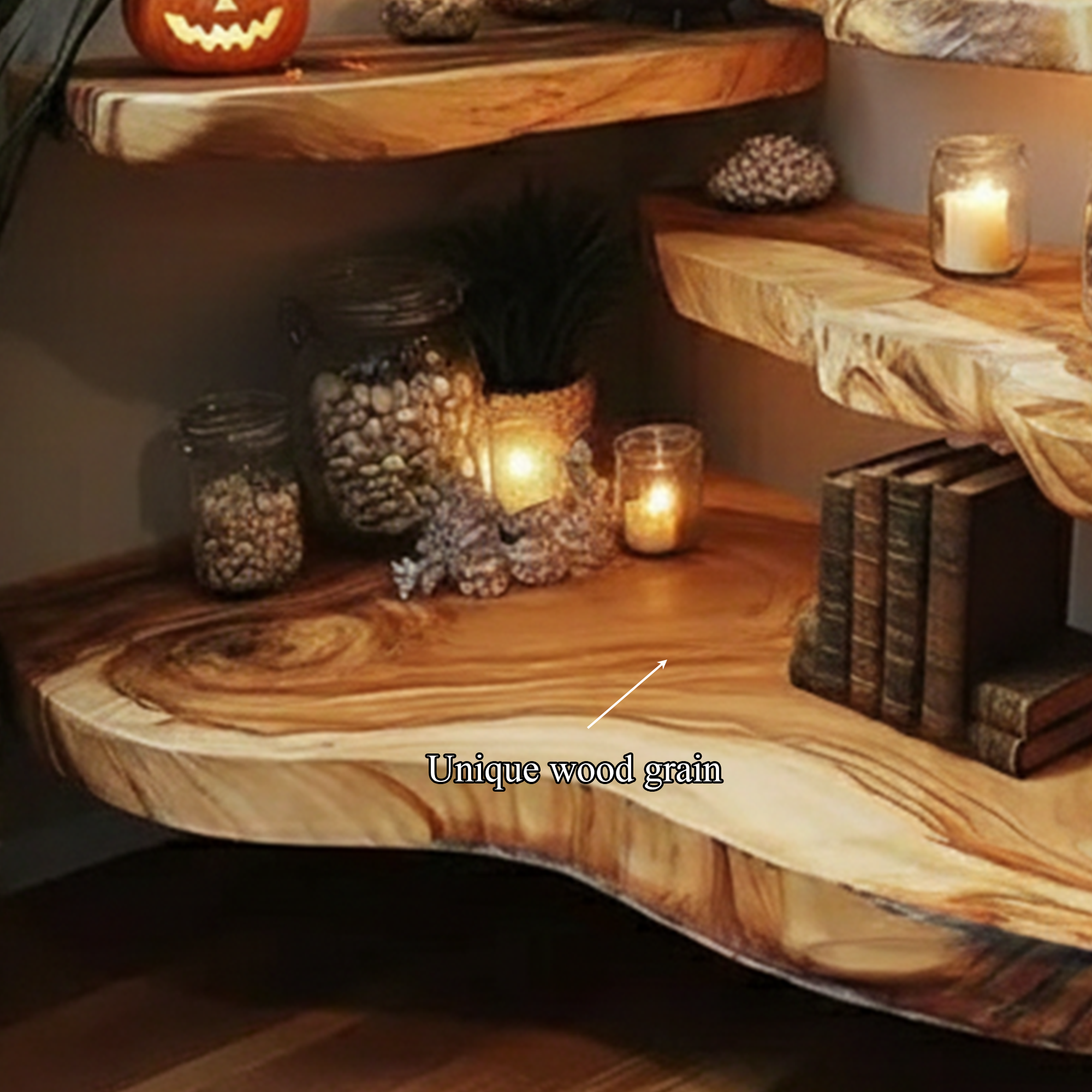 Rustic Farmhouse Halloween Floating Wall Shelf Living Room Display SINLKIHW045