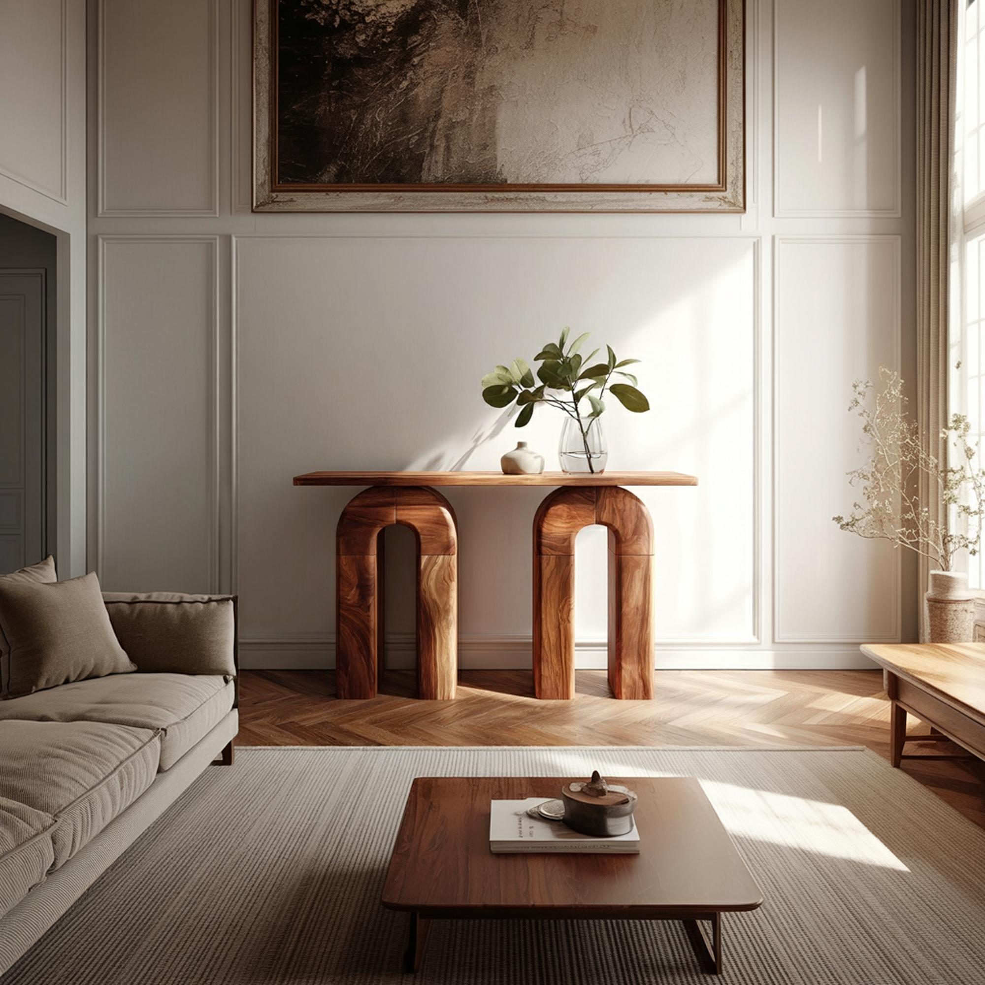 Mid Century Organic Console Table Living Room And Entryway SINLKICS417