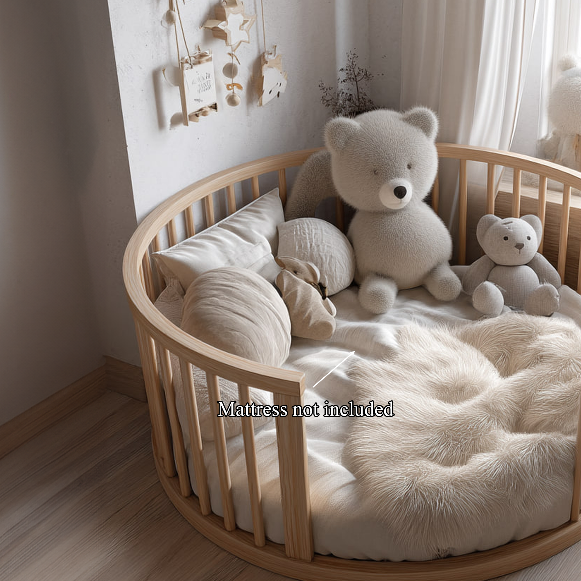 Mid Century Round Baby Daybed Modern Bedroom SINLKIWB53