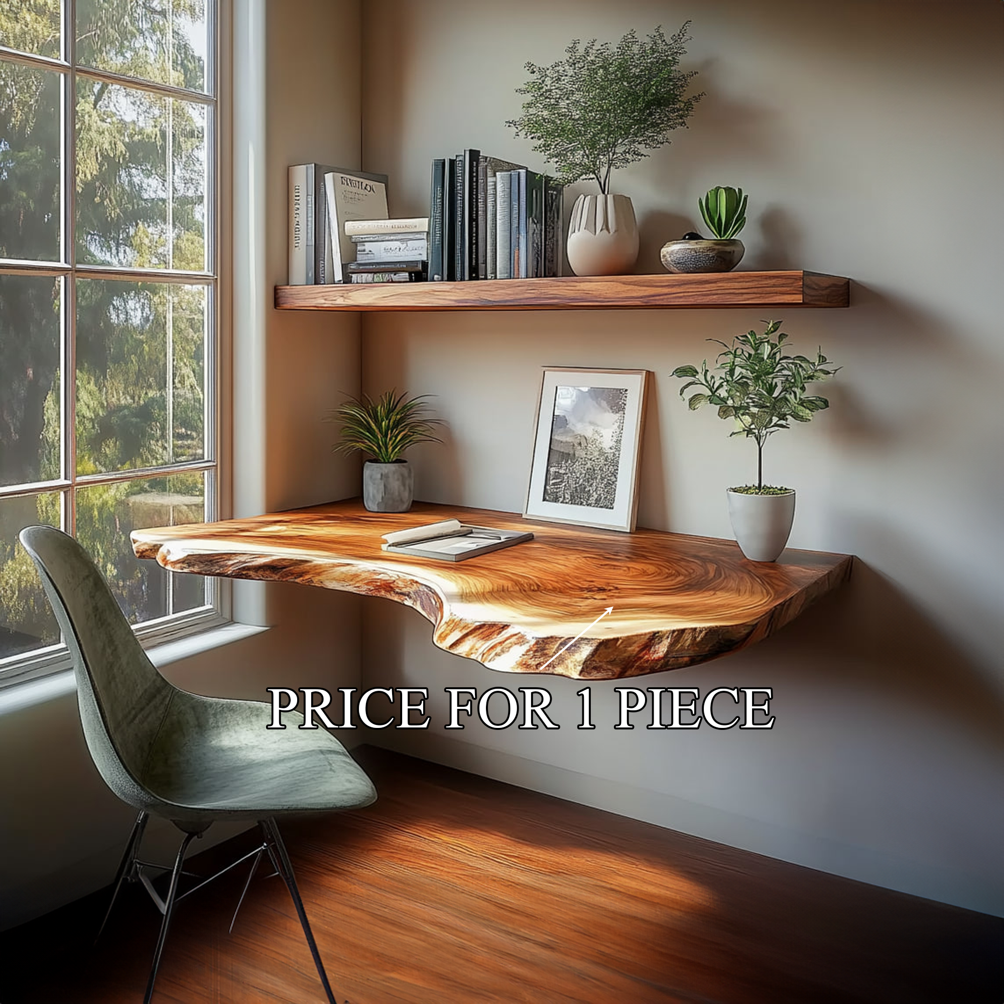 Mid Century Floating Desk Shelf Modern Bedroom Office SINLKIFL213