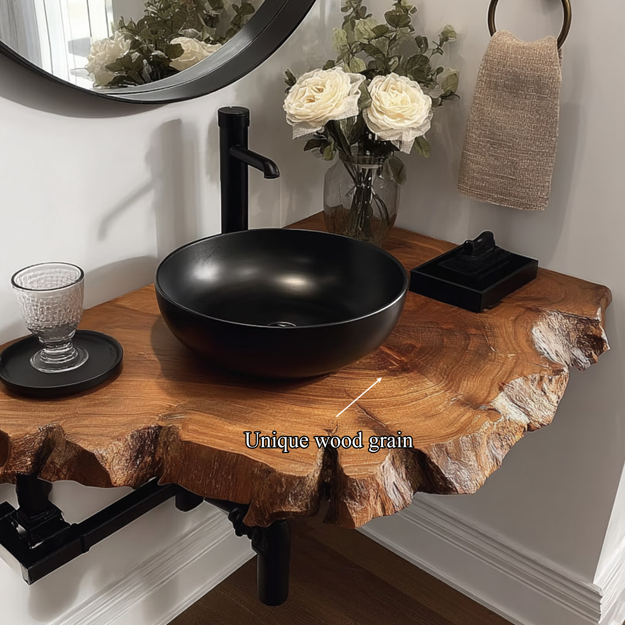 Rustic Floating Shelf Narrow Vanity Powder Room SINLKIBRV151