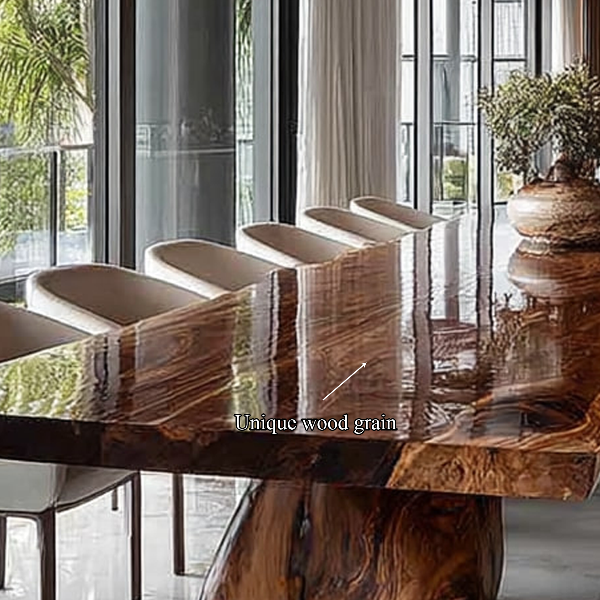 Rustic Live Edge Dining Table Meeting Room SINLKIDT089
