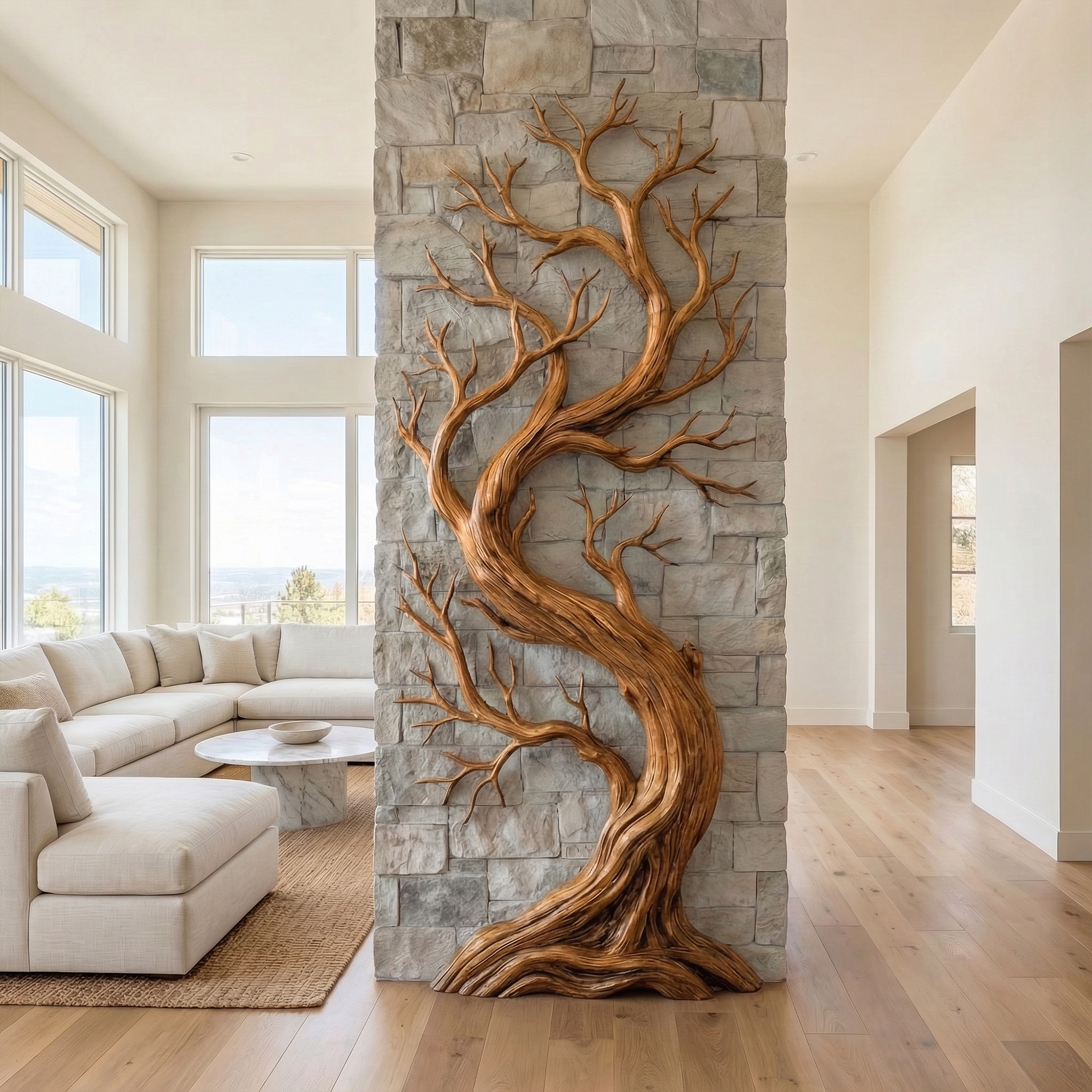 Rustic Tree Wall Art Sculpture Living Room And Hallway SINLKIWD052