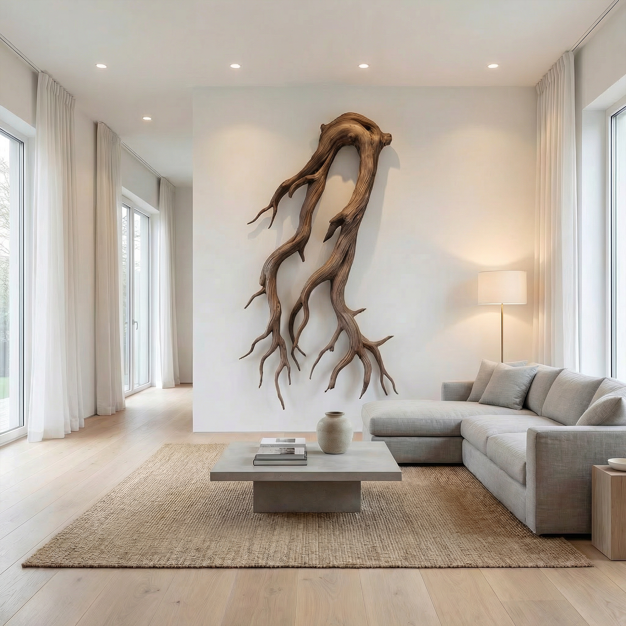 Rustic Root Wood Wall Sculpture Living Room And Entryway SINLKIWD054