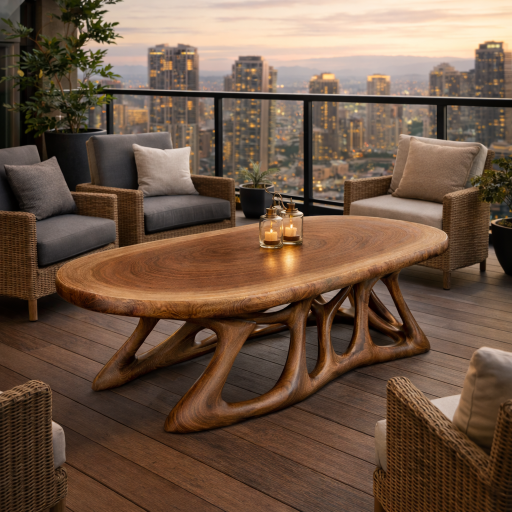 Organic Root Inspired Solid Wood Coffee Table Modern Living Room Interior SINLKICF304