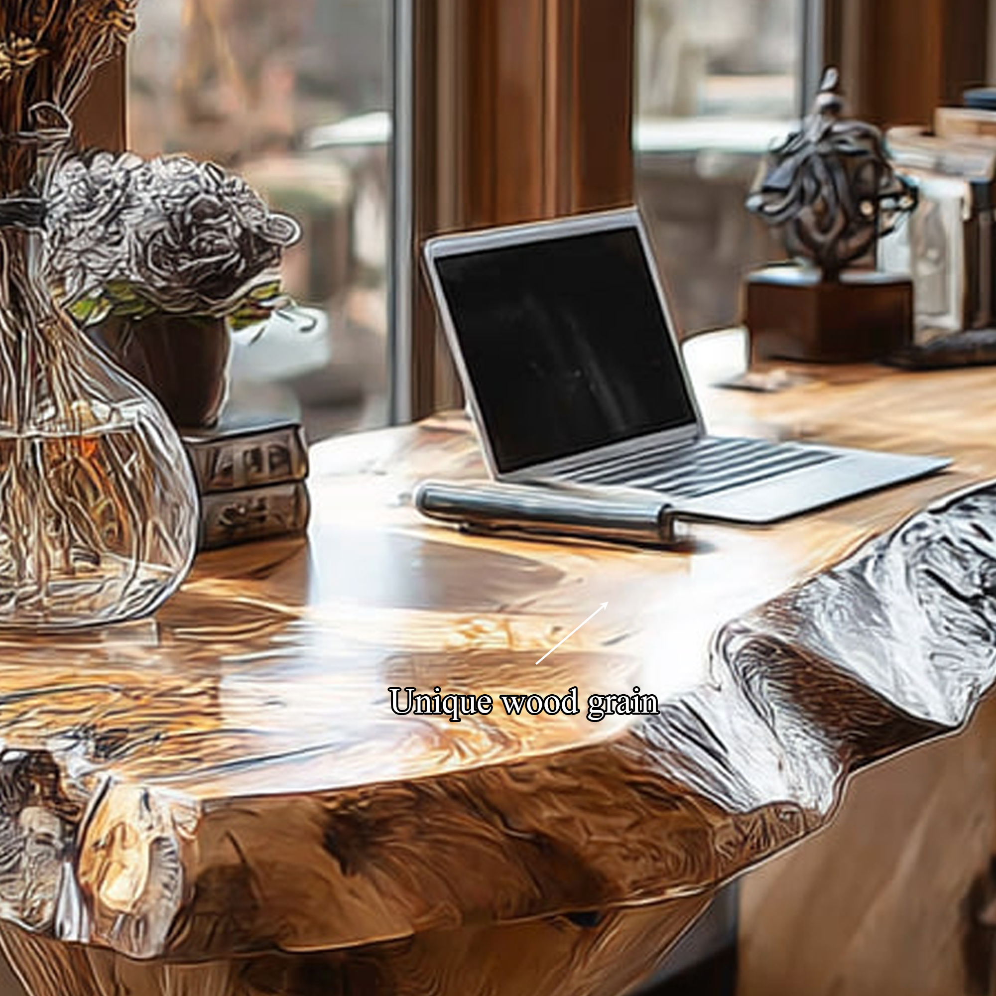 Rustic Live Edge Desk Living Room And Office Space SINLKIDK013
