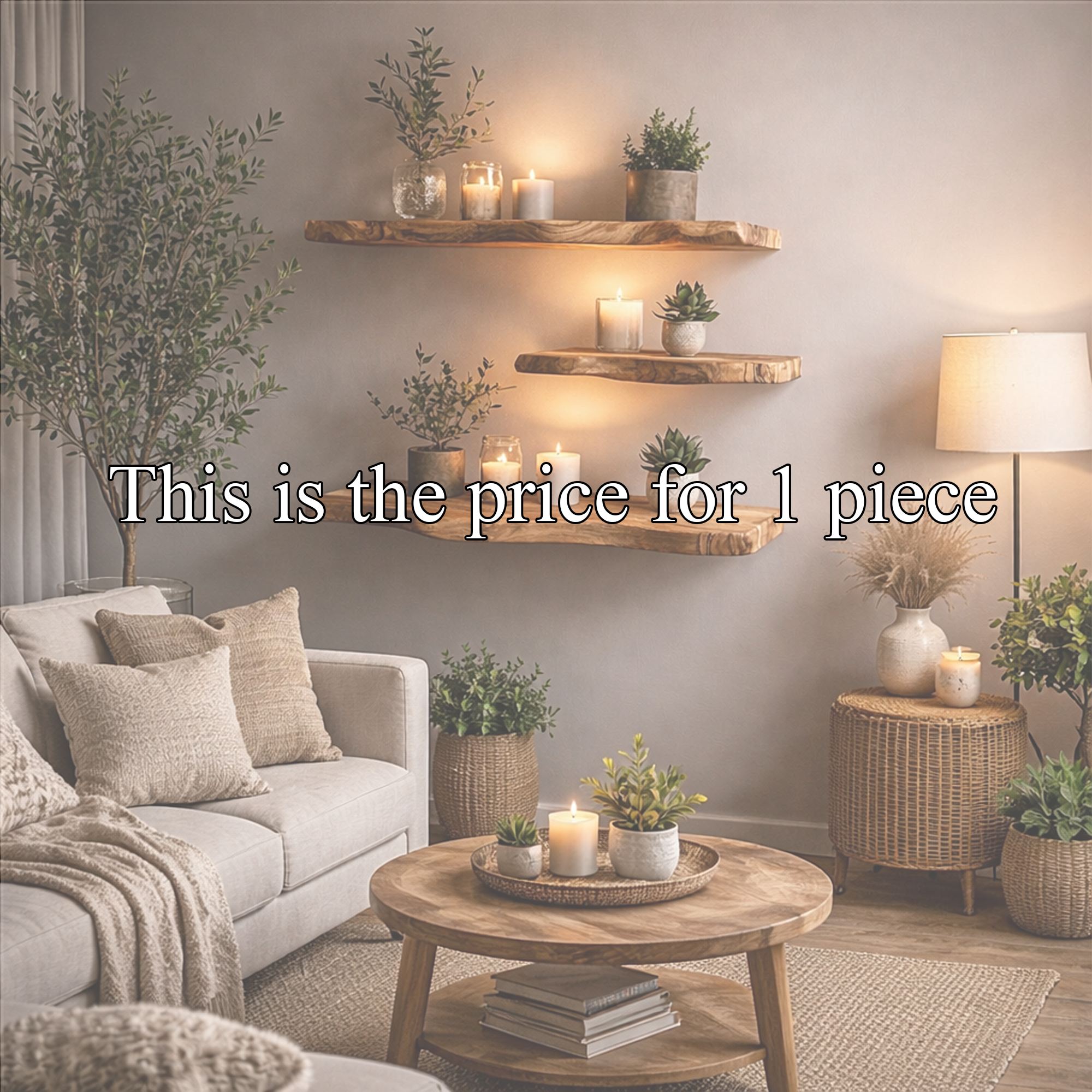 Rustic Farmhouse Live Edge Wooden Floating Shelf For Cozy Corner Decor SINLKIFL322