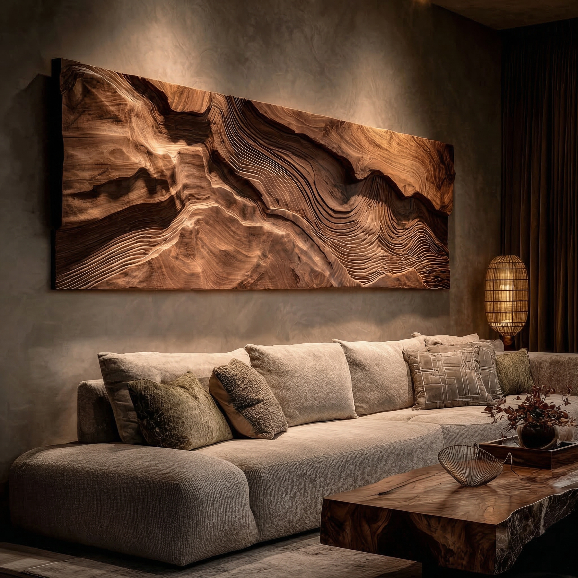 Modern Topographic Wood Wall Art Living Room Wall Decor SINLKIWD040