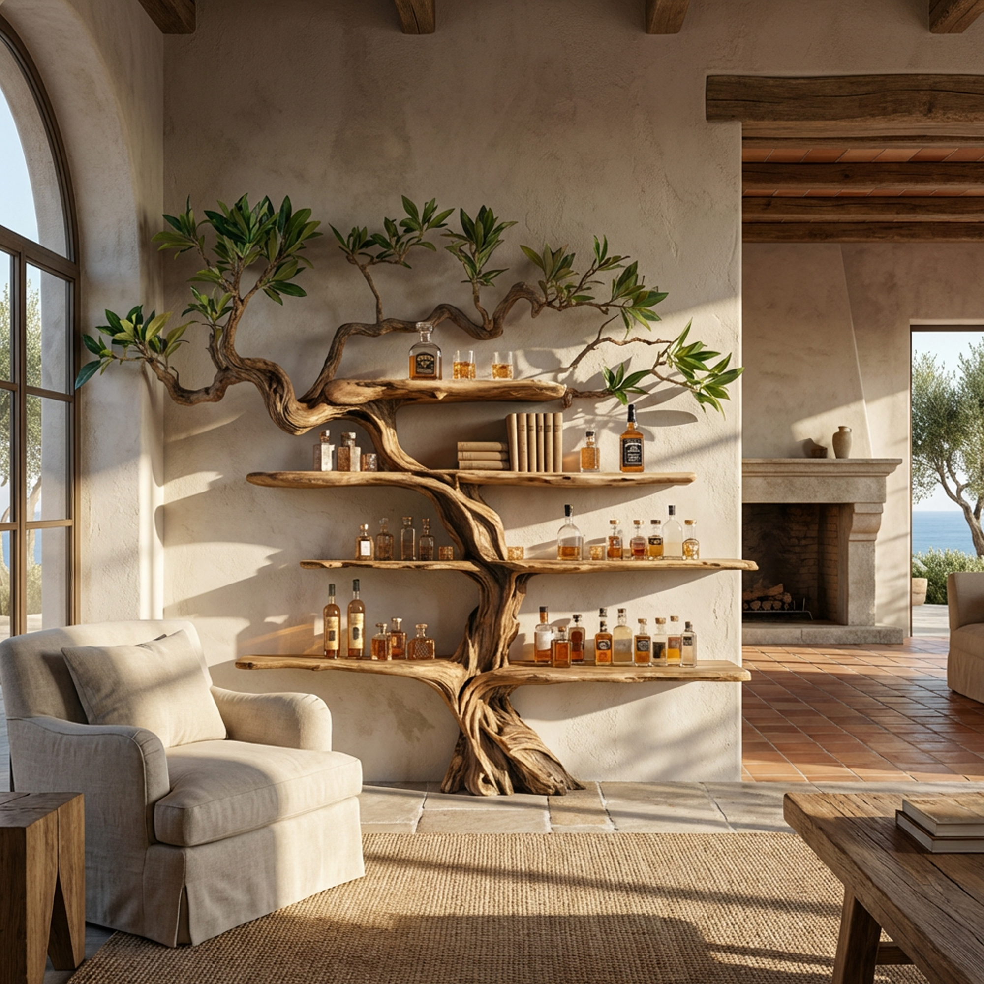 Nature Inspired Wooden Wine Rack Wall Shelf For Kitchen Dining Room Home Bar SINLKIWR016