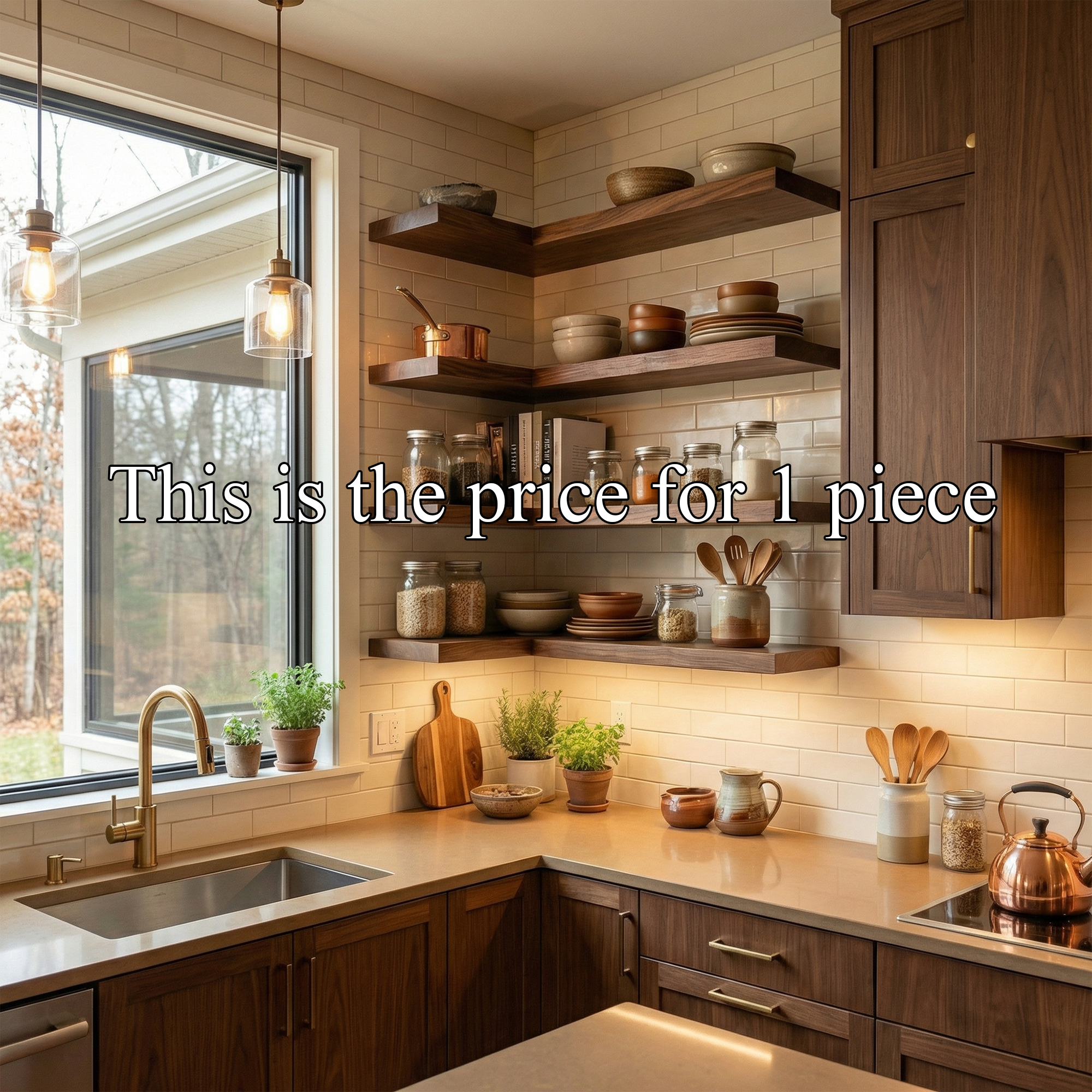 Modern L Shape Floating Kitchen Shelves Corner Wall Storage Display SINLKIFL476