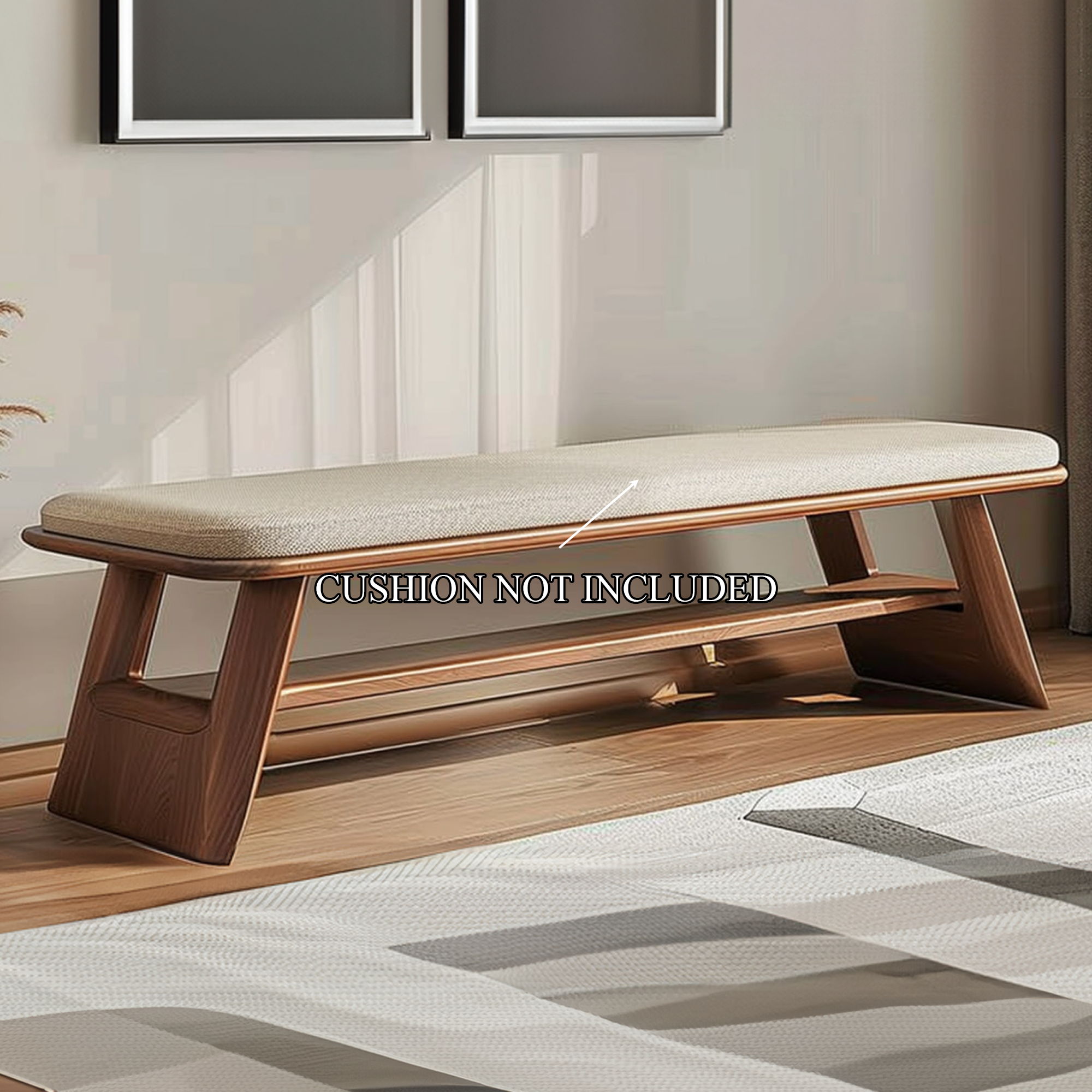 Mid Century Wooden Bench Living Room Decor SINLKIRS029