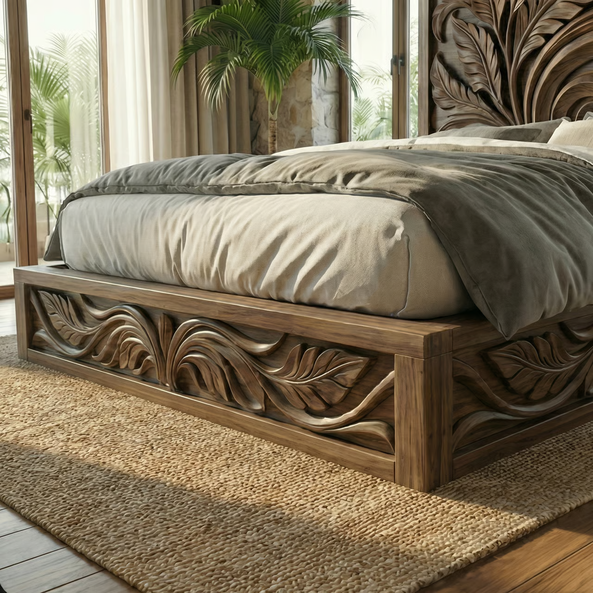 Rustic Artistic King Bed Frame For Bedroom And Private Interior SINLKIWB112