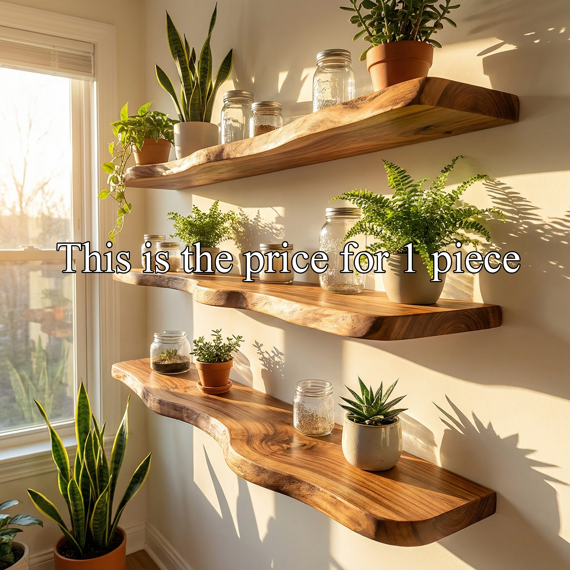 Modern Organic Wall Shelves Solid Wood Plant Display Rack SINLKIFL486