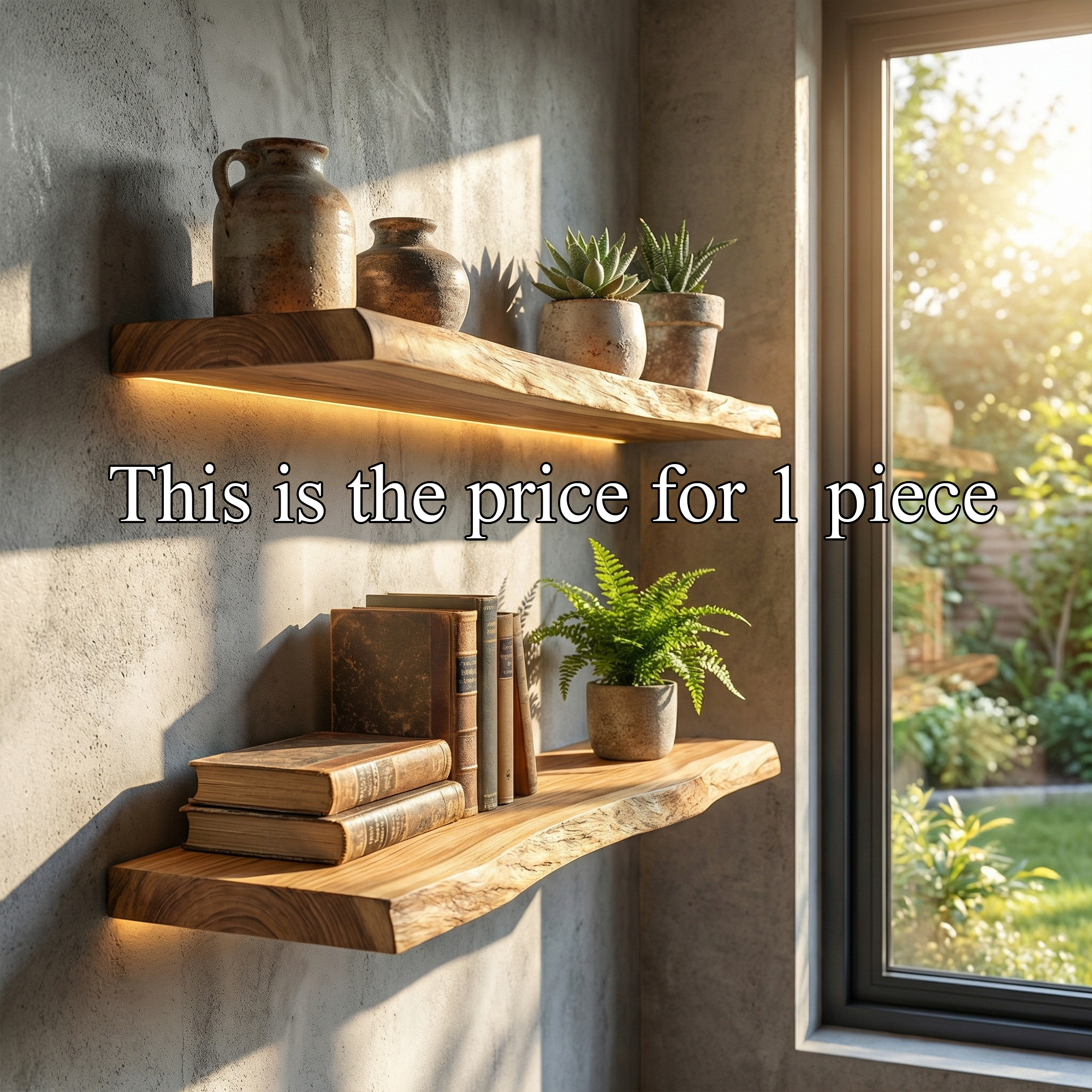 Rustic Chunky Wood Floating Wall Shelves Natural Edge Display SINLKIFL489