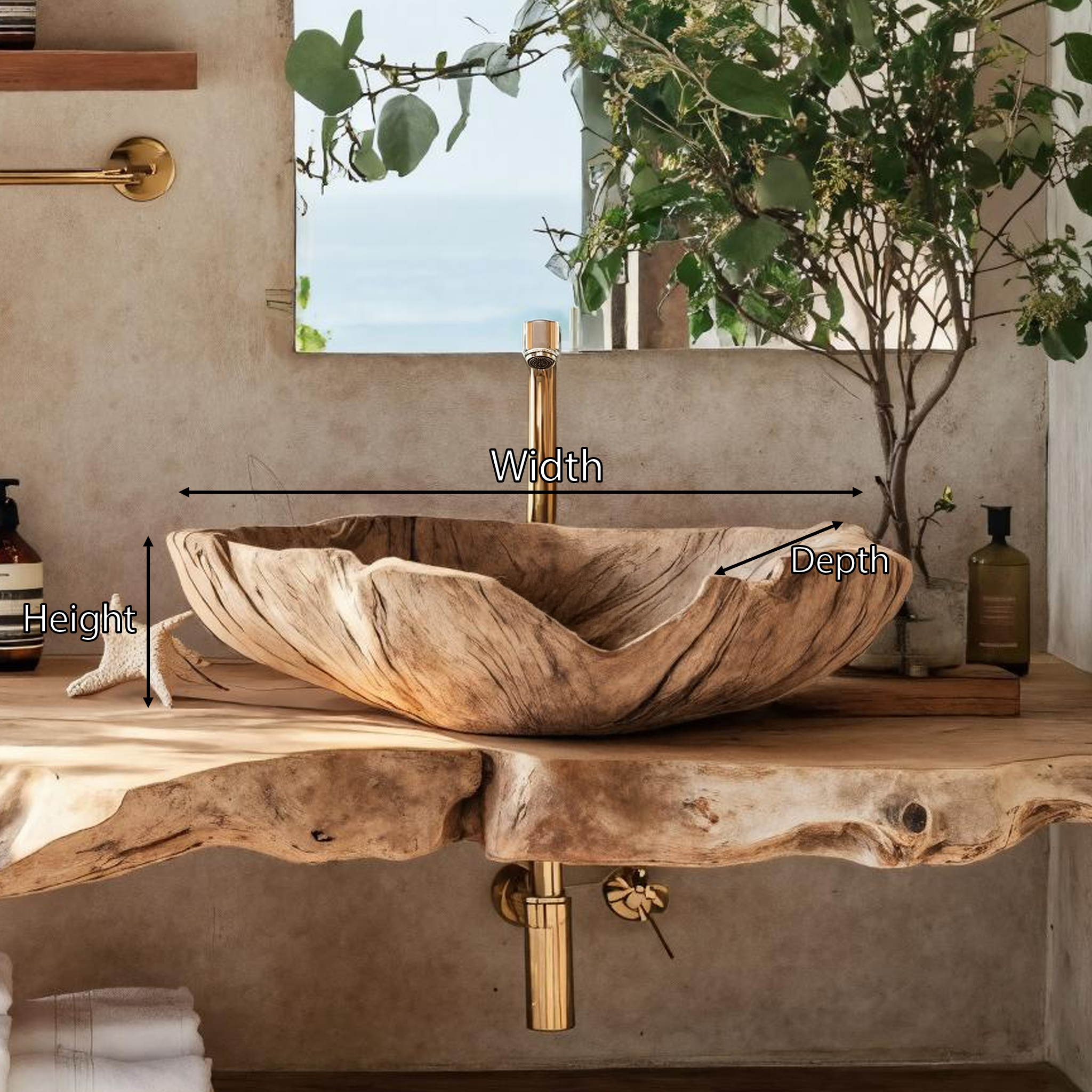 Farmhouse Handcrafted Wooden Vessel Sink For Bathroom SILDTTRVS008