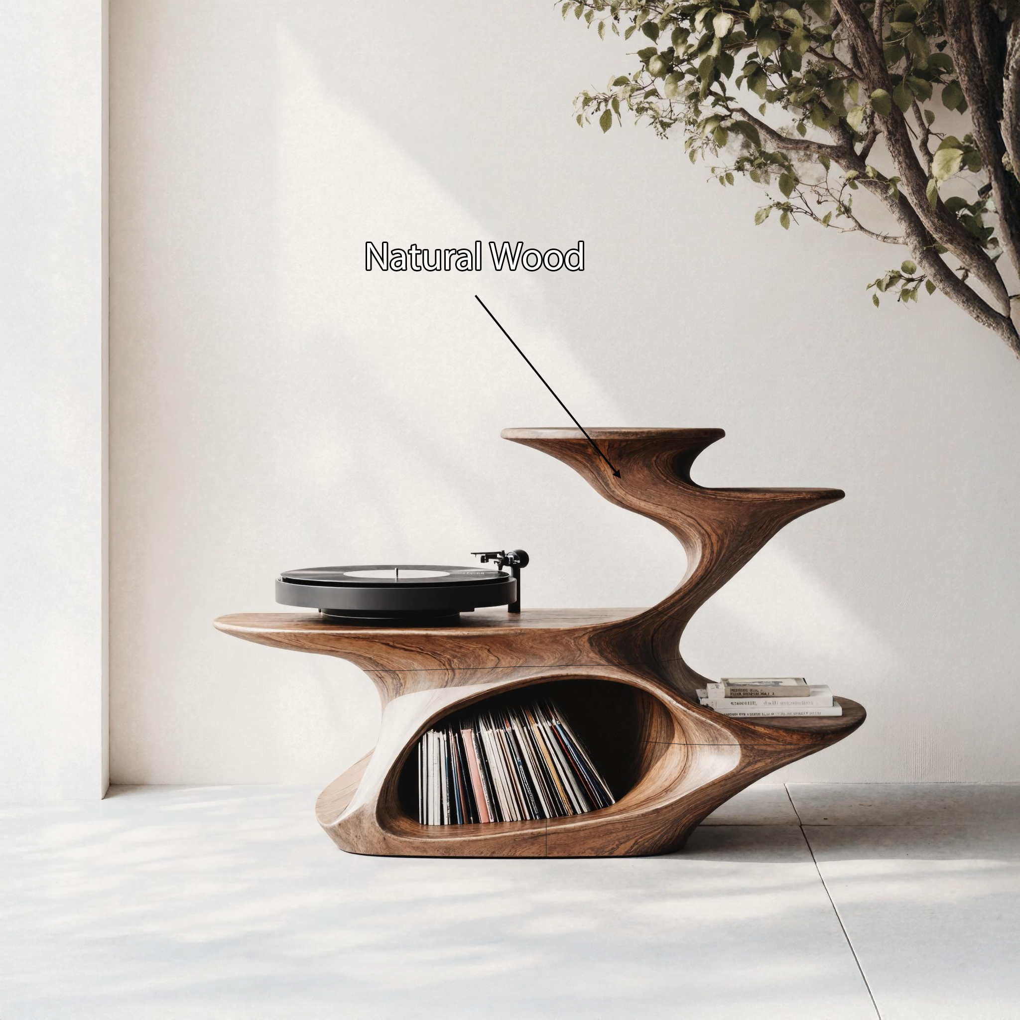 Handcrafted Live Edge Record Stand Unique Living Room SILDTTNRPT007