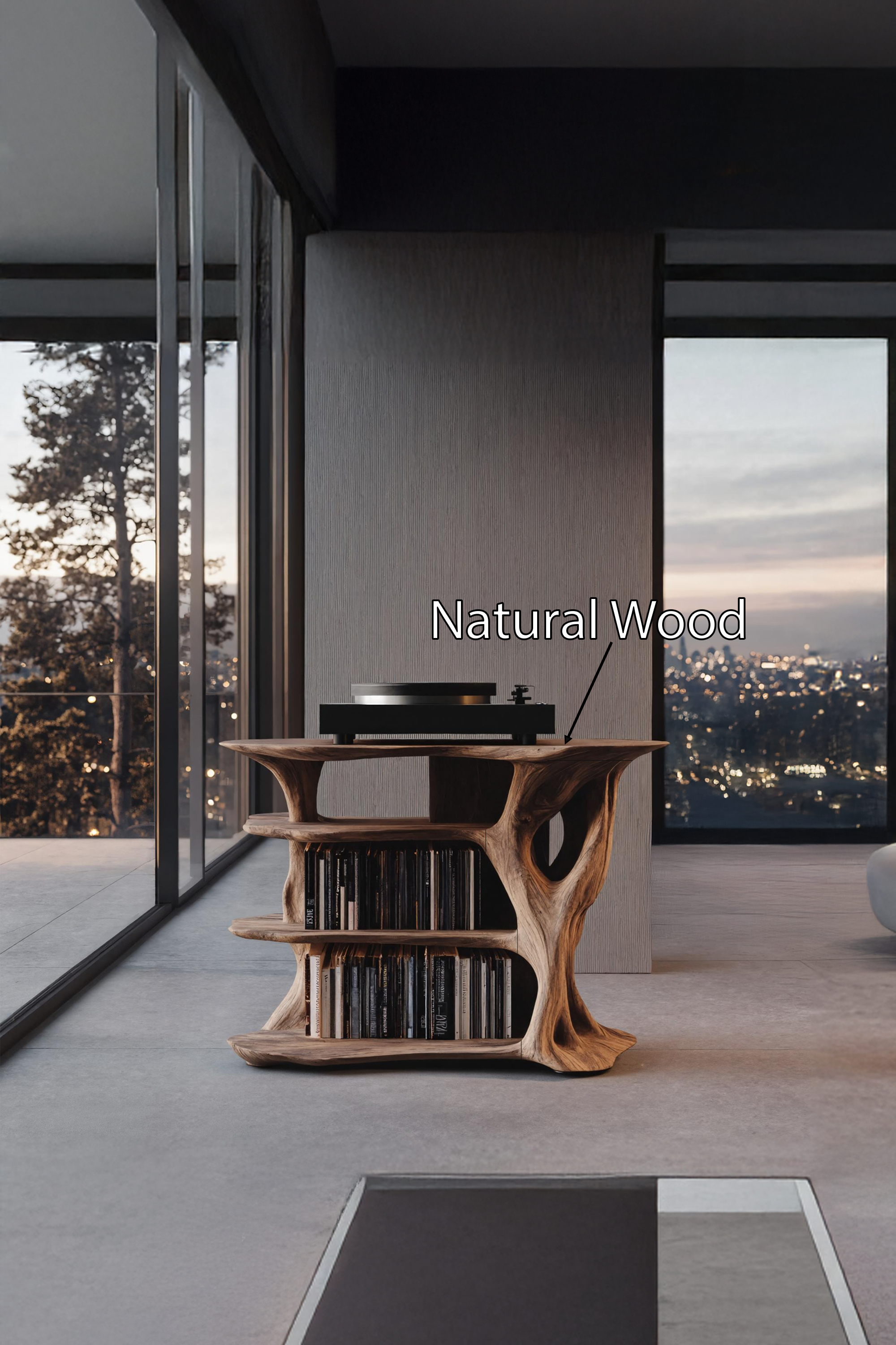 Handcrafted Vinyl Stand With Storage For Bedroom SILDTTRRPT027