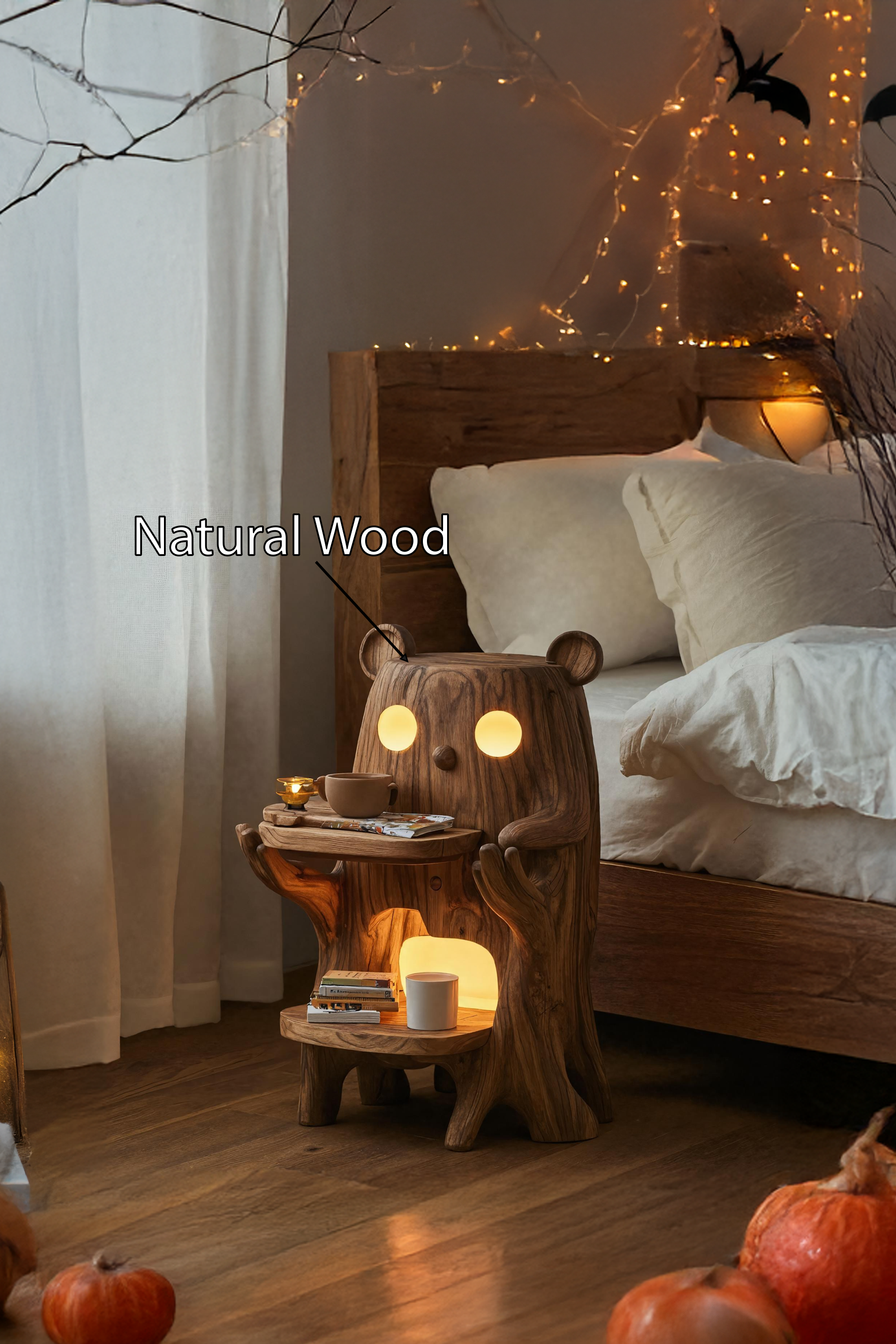 Handcrafted Wood Side Table For Bedroom Functionality SILDTTRNS013