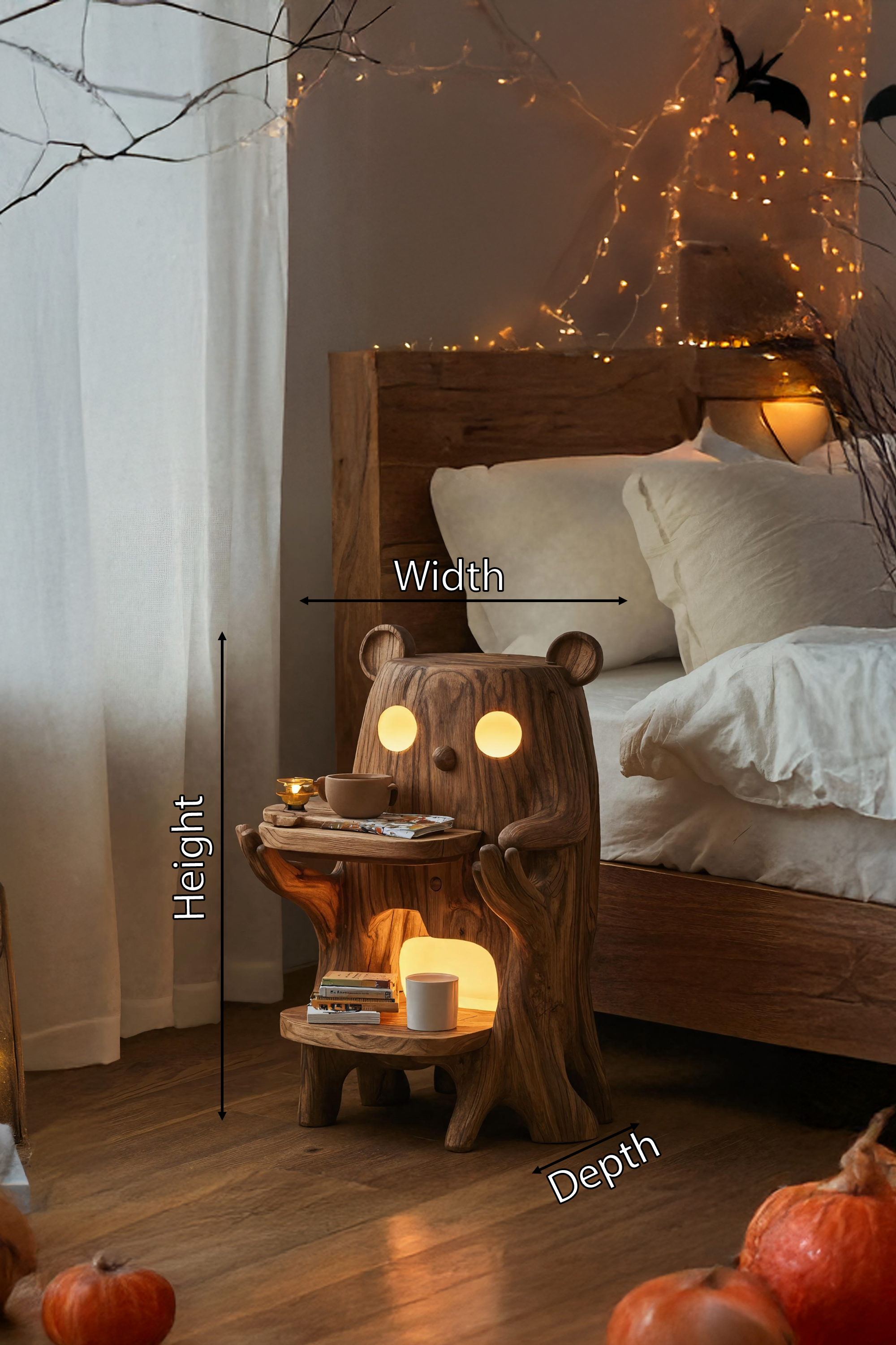 Handcrafted Wood Side Table For Bedroom Functionality SILDTTRNS013