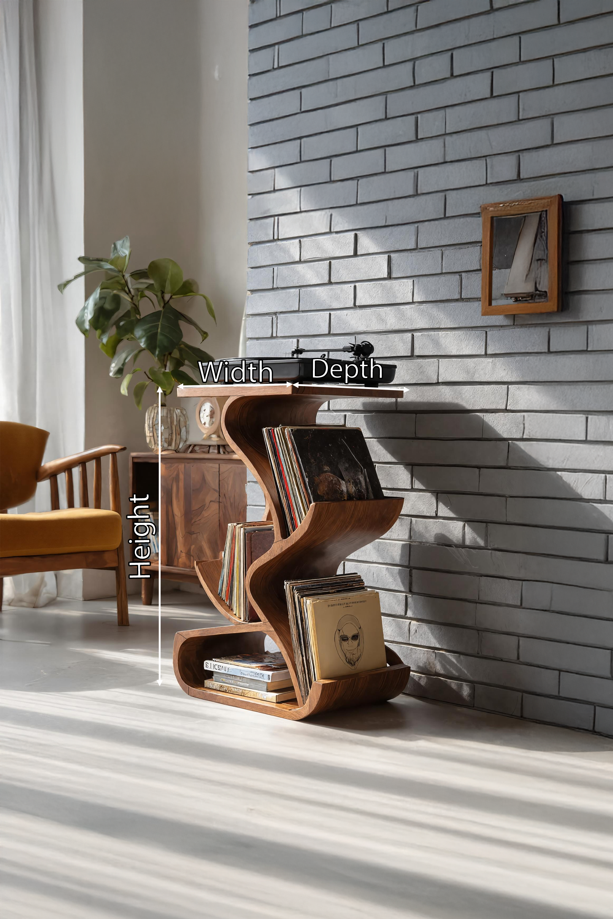 Handcrafted Record Stand With Storage For Furniture SILDTTRRPT035
