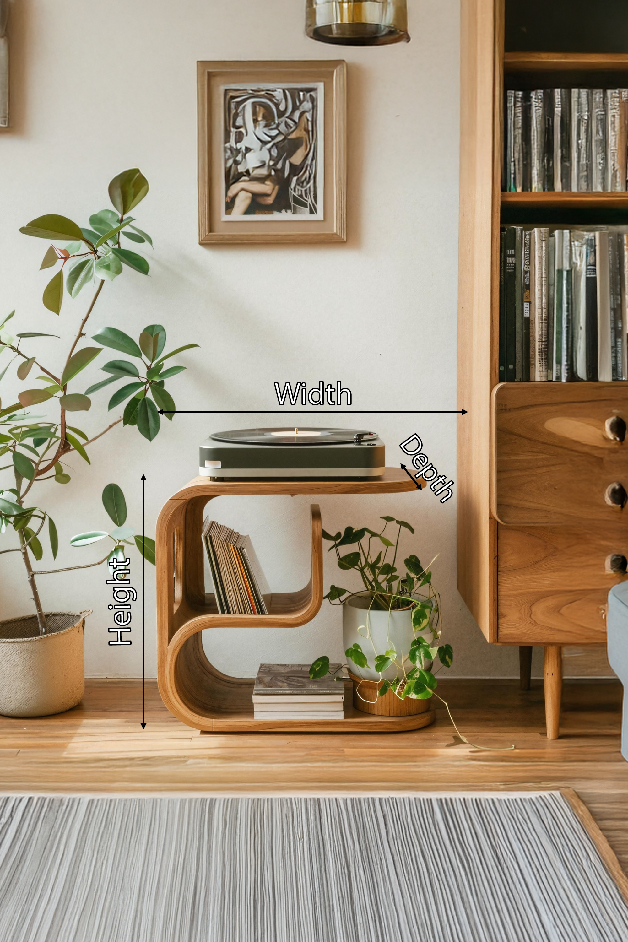 Rustic Wood Vinyl Player Stand For Livingroom Setup SILDTTRRPT037