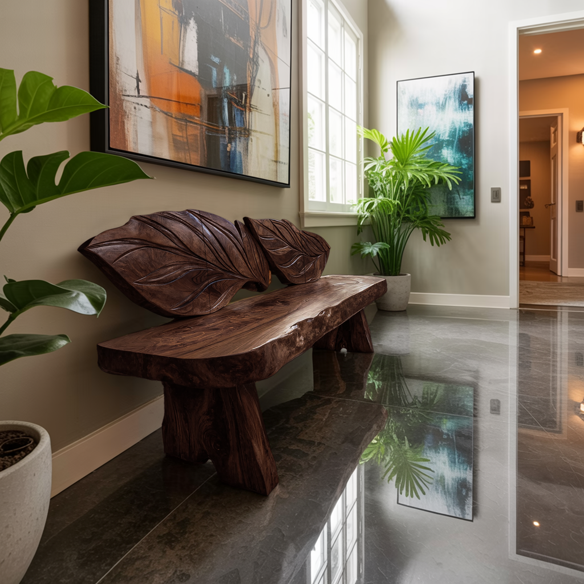 Live Edge Solid Wood Bench For Entryway Interior Decor SILDTTRBEN026