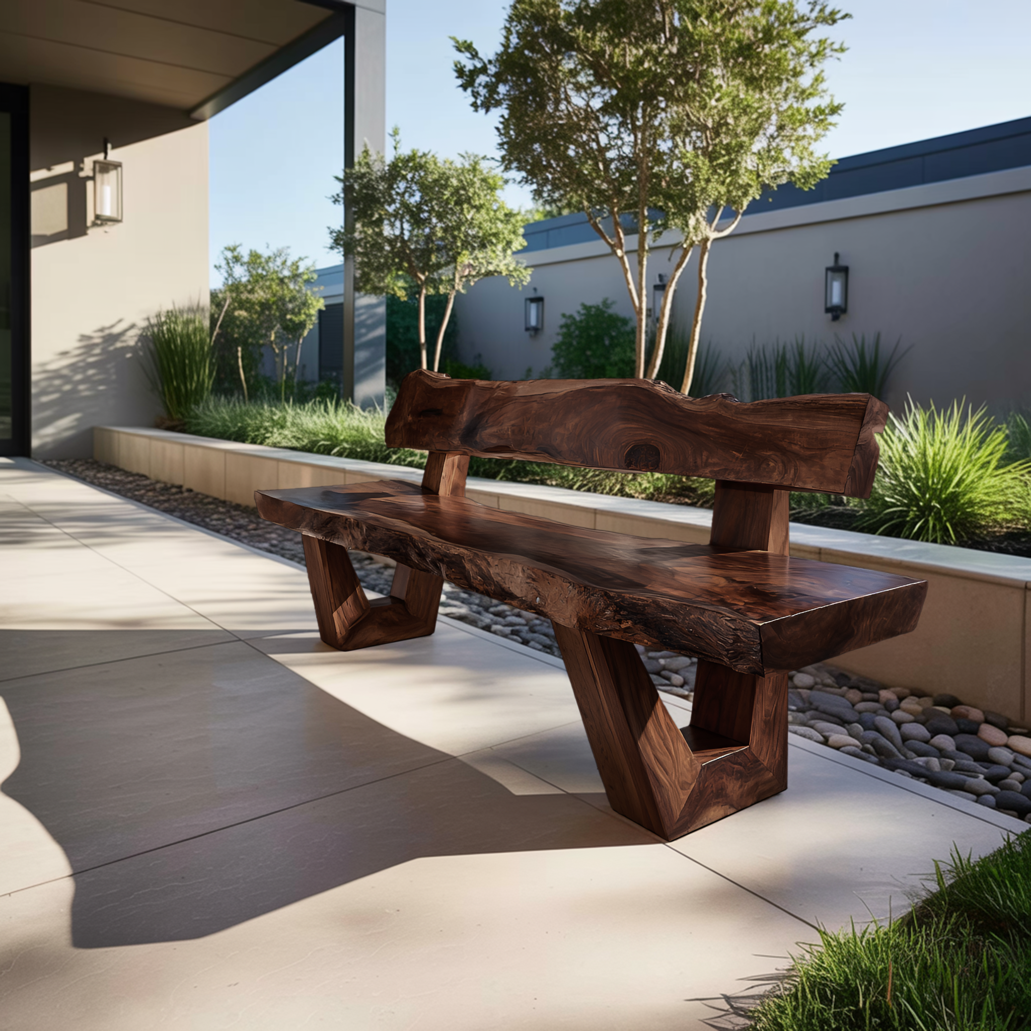Modern Outdoor Wood Bench For Exterior Seating RTTHTTGDB029
