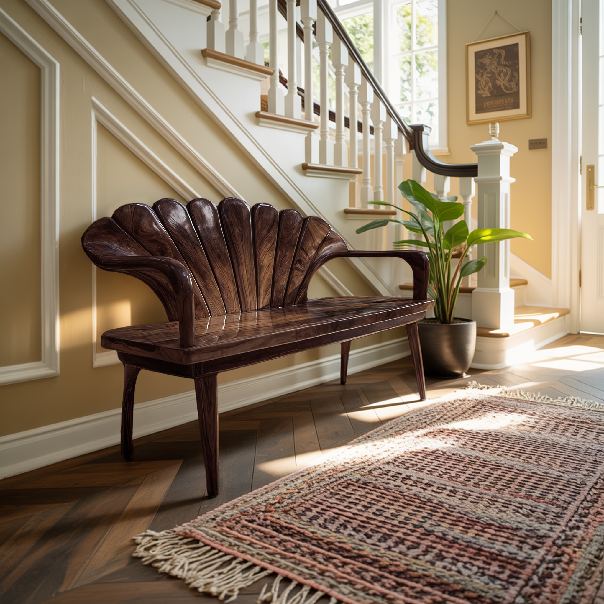 Handcrafted Wooden Bench For Entryway Hallway Seating SILDTTRBEN032