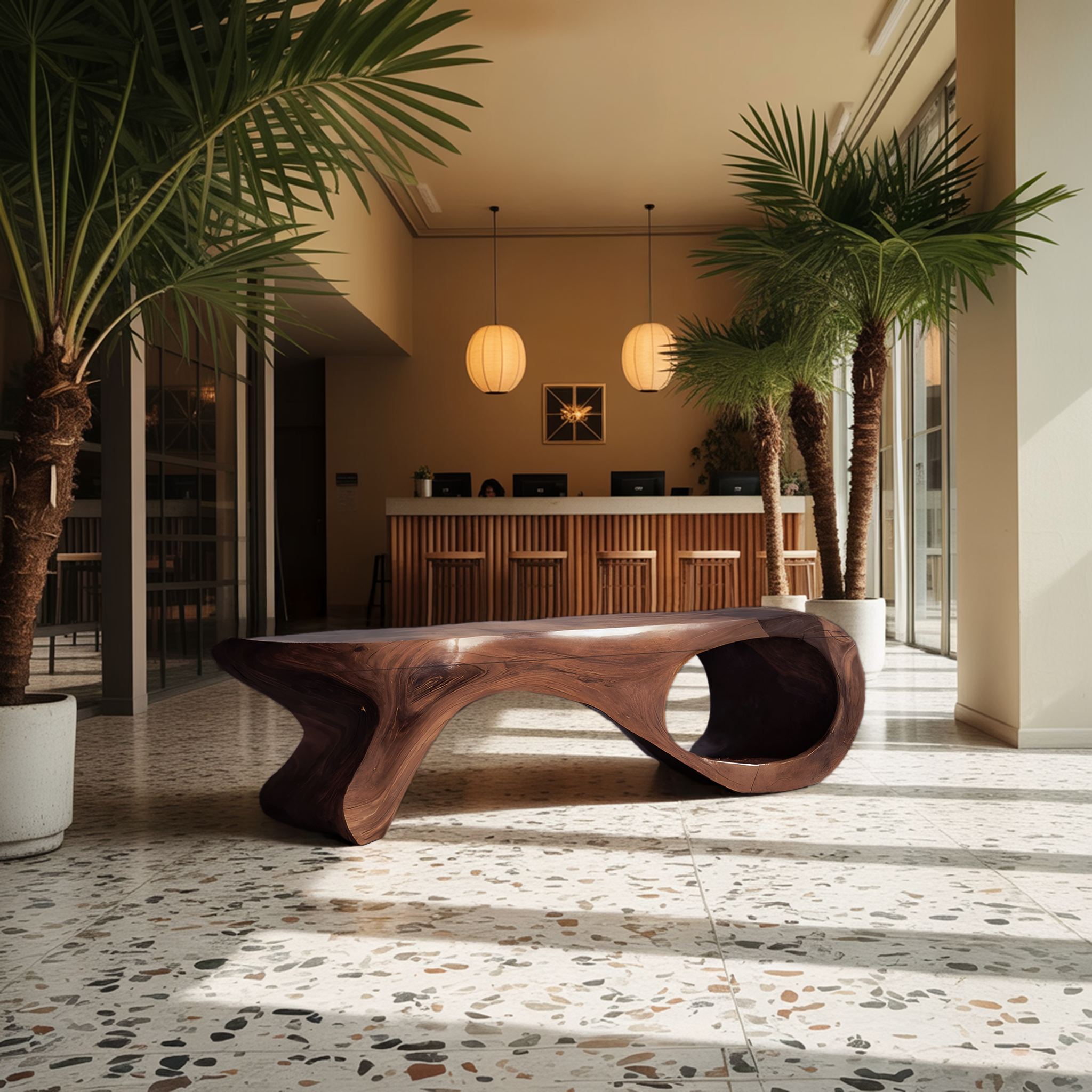 Artistic Sculptural Organic Bench For Entryway Decor SITHHNCHR060