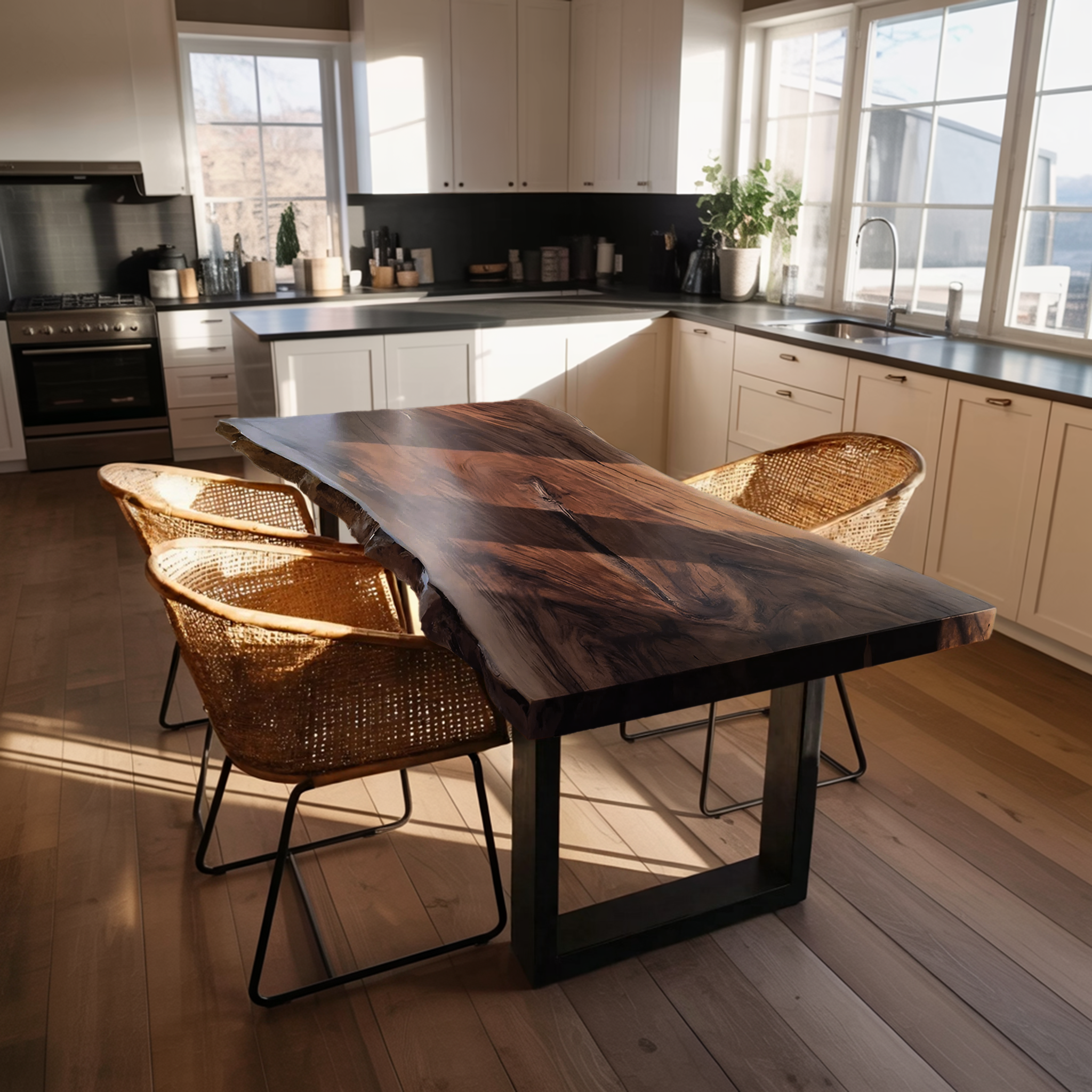 Kitchen Decor Farmhouse Live Edge Dining Table Rustic Look SILDTTRDN024