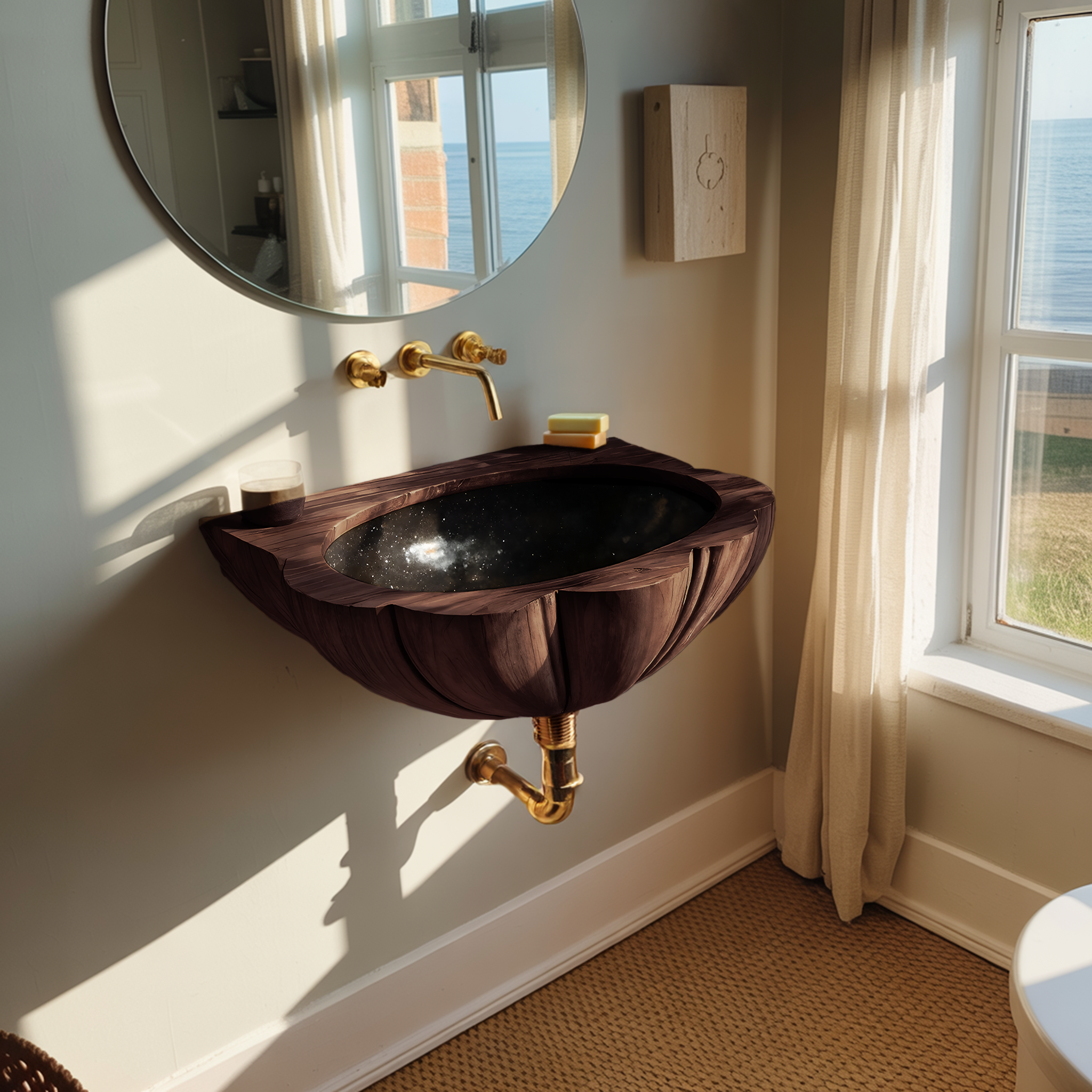 Mid Century Wall Mounted Wooden Bathroom Sink For Stylish Bathroom Decor SILDTTNVS069