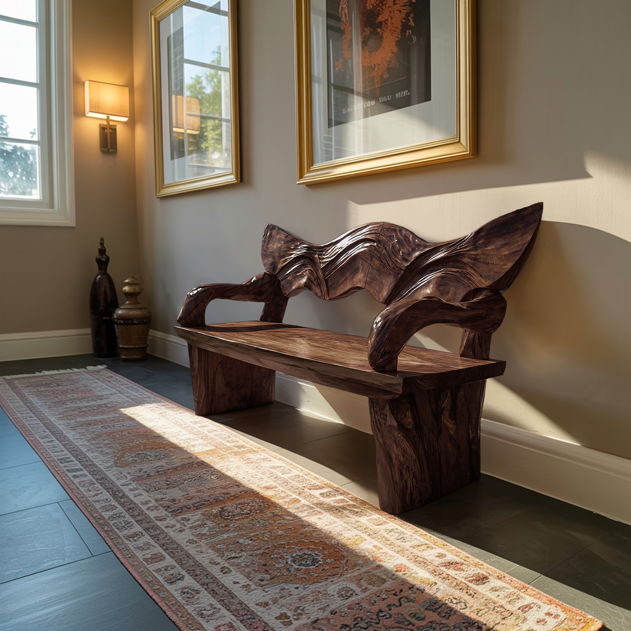 Rustic Live Edge Wood Bench For Entryway Interior Space SILDTTRBEN049