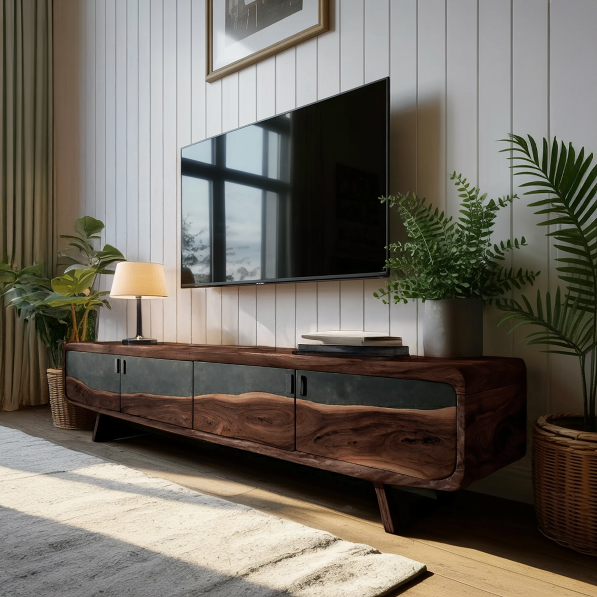 Handcrafted Live Edge TV Console For Home Style SILDTTNTVC100