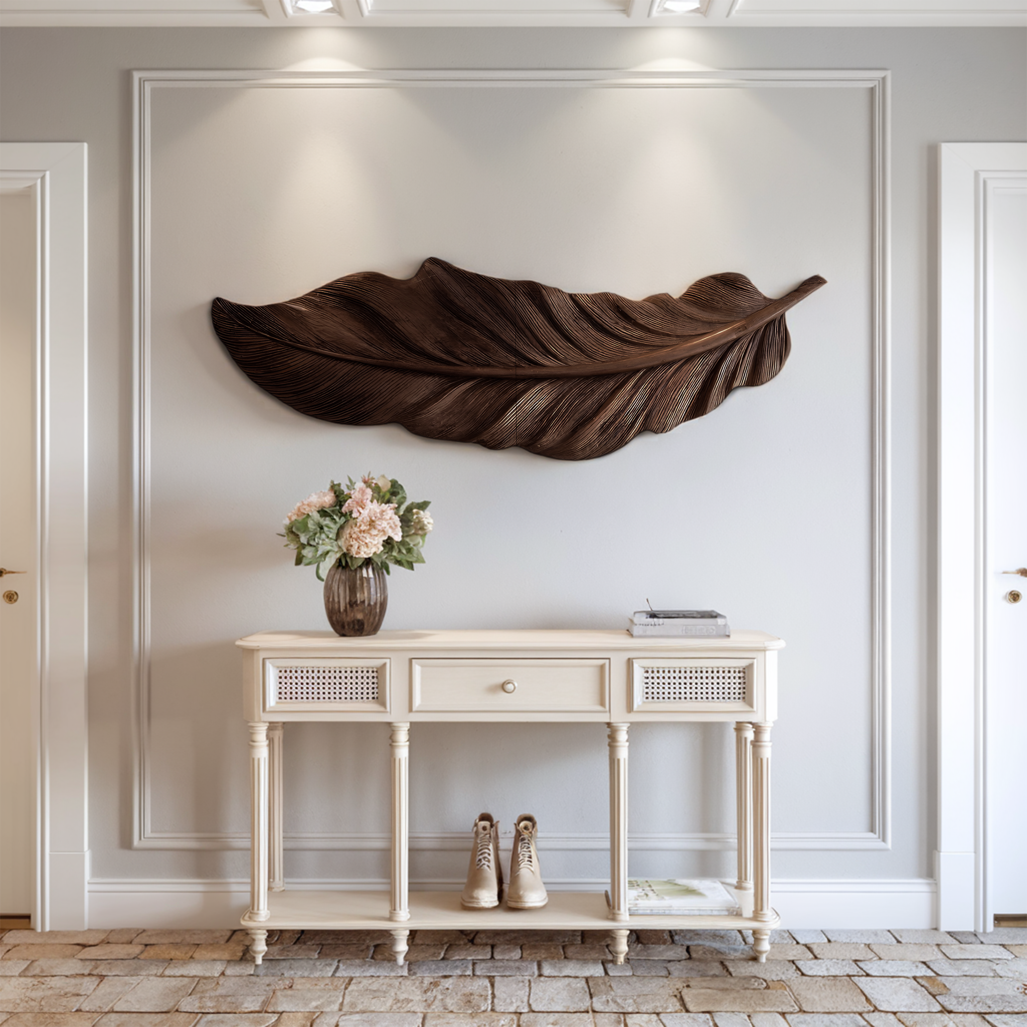 Hand Carved Feather Wall Art For Modern Home Decor RTTHHNWA096