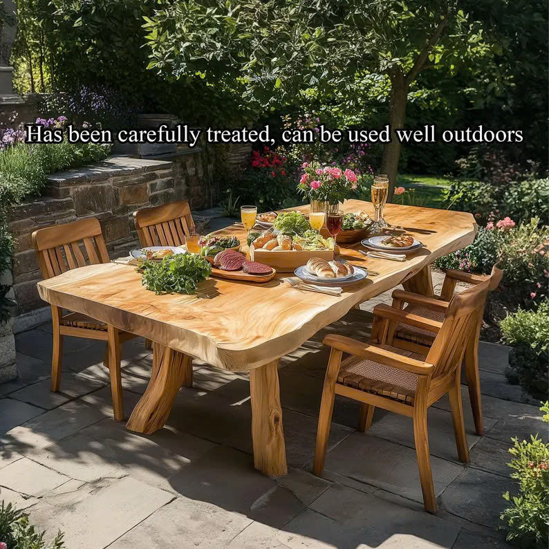 Solid Wood Large Dining Table Set Custom Decor Garden Gift SINLDT010