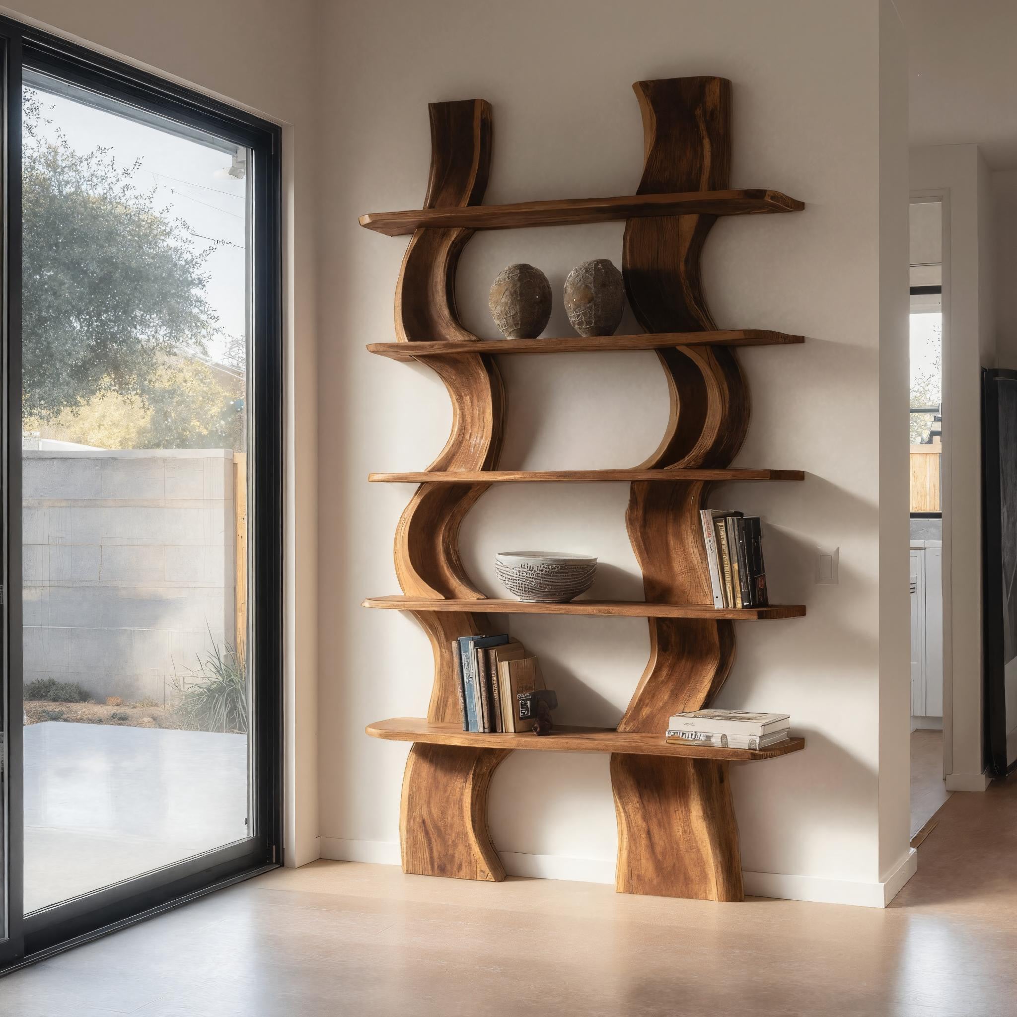Organic Carved Shelf Storage Display For Home Office RTTHHNFL032