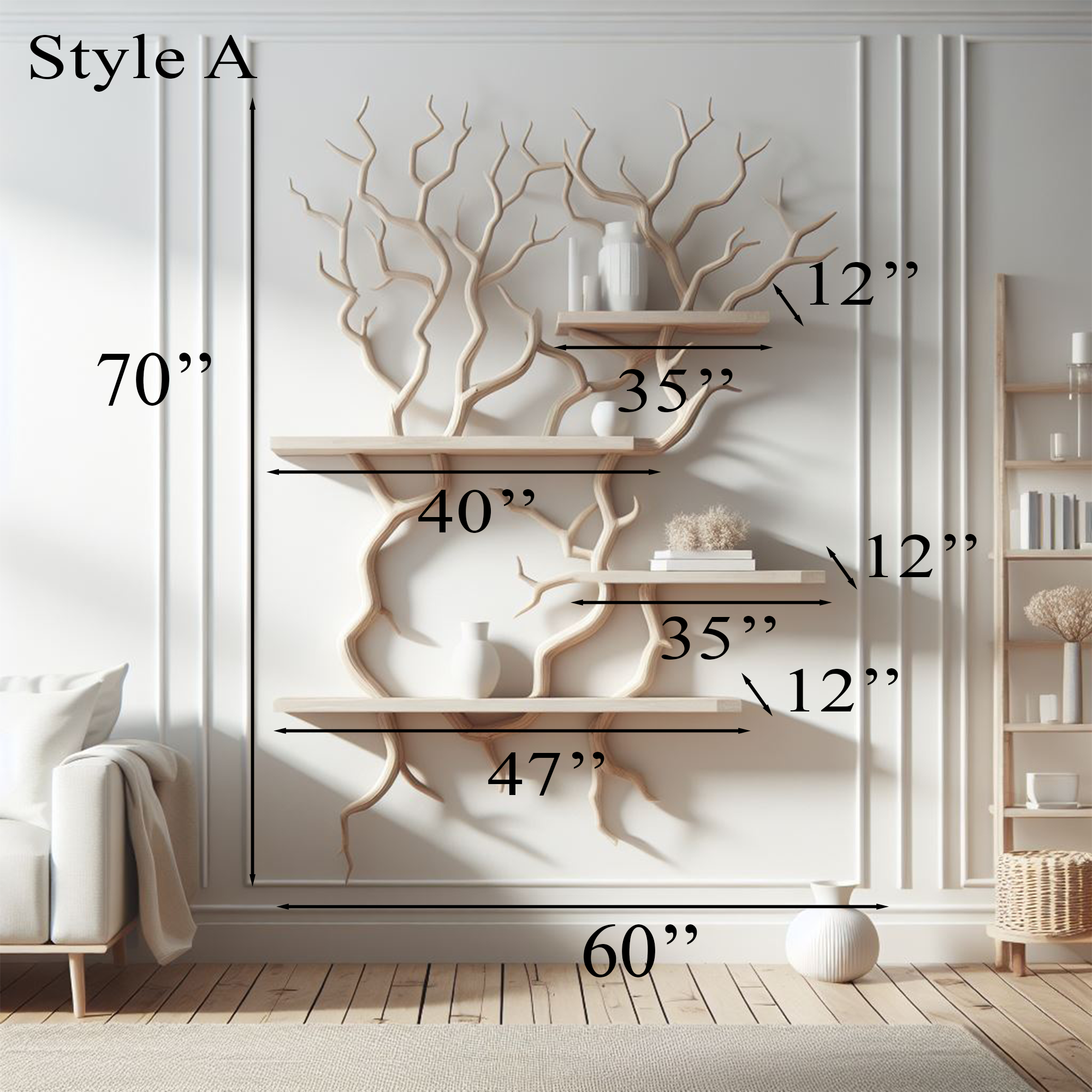 Rustic Tree Branch Wall Mounted Crafted From Wild Mulberry Wood SINLTBS001