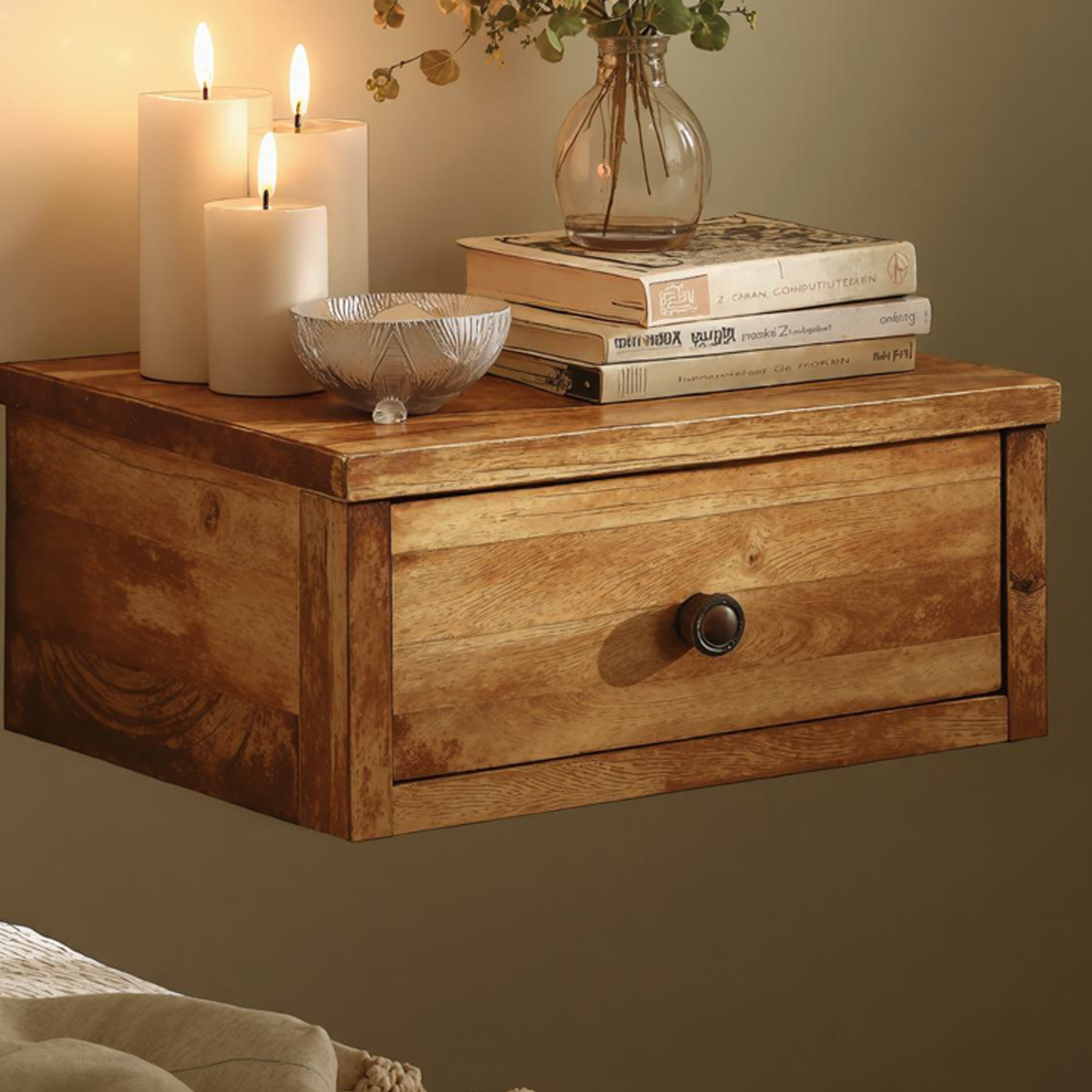 Minimalist Floating Nightstand With Wooden Drawer SILDTNS015