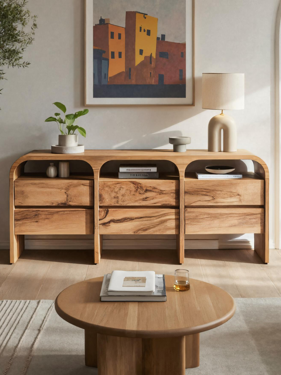 Modern Curved Sideboard For Living Room SITHTTSD001